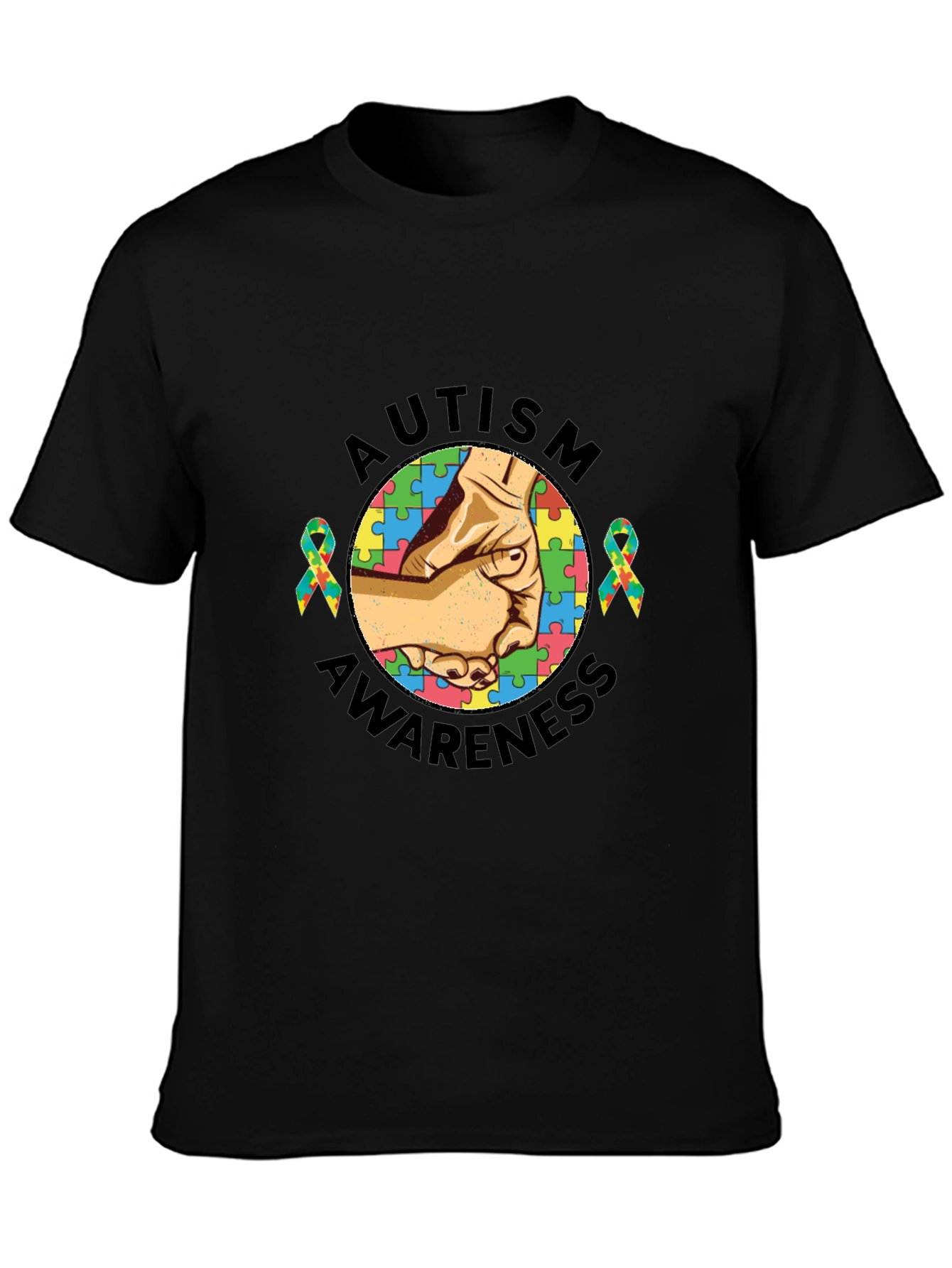 Autism Awareness T-Shirt - Hands Puzzle Piece Design