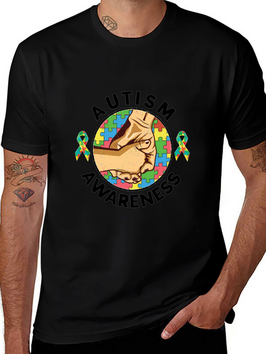 Autism Awareness T-Shirt - Hands Puzzle Piece Design