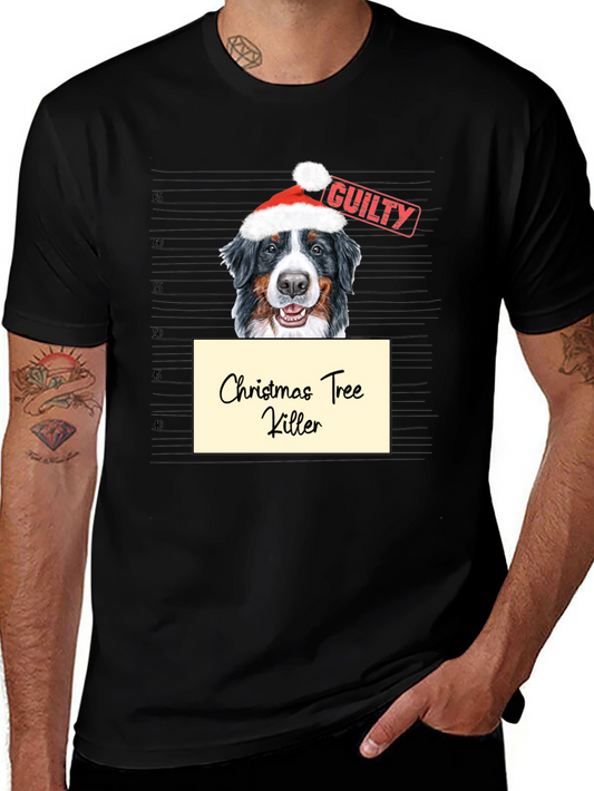 Christmas Tree Killer Dog Mugshot Graphic Tee