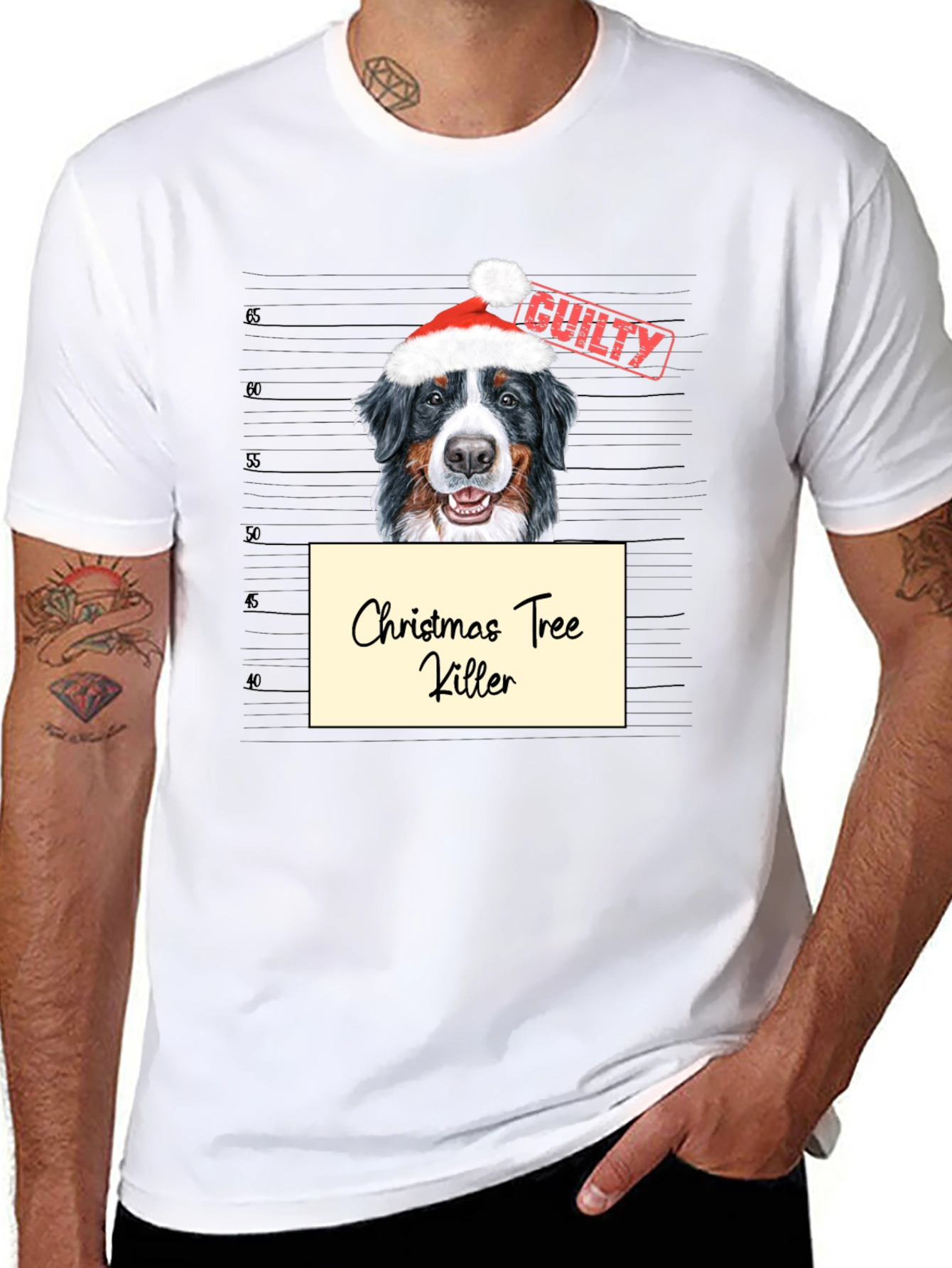 Christmas Tree Killer Dog Mugshot Graphic Tee