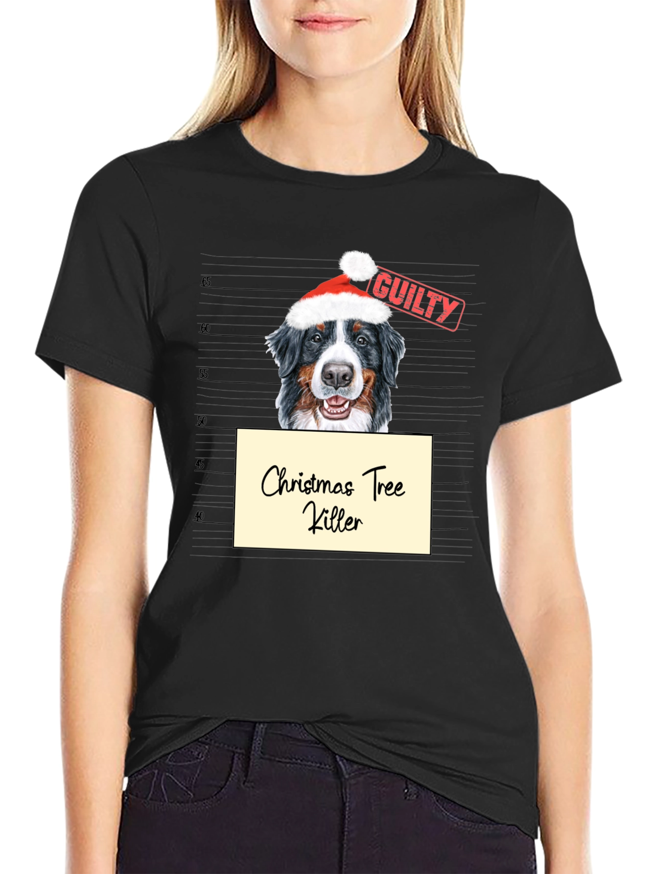 Christmas Tree Killer Dog Mugshot Graphic Tee