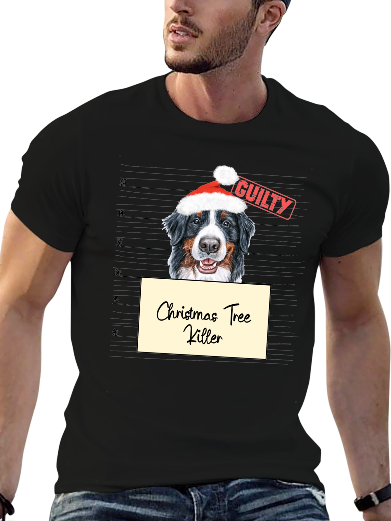Christmas Tree Killer Dog Mugshot Graphic Tee