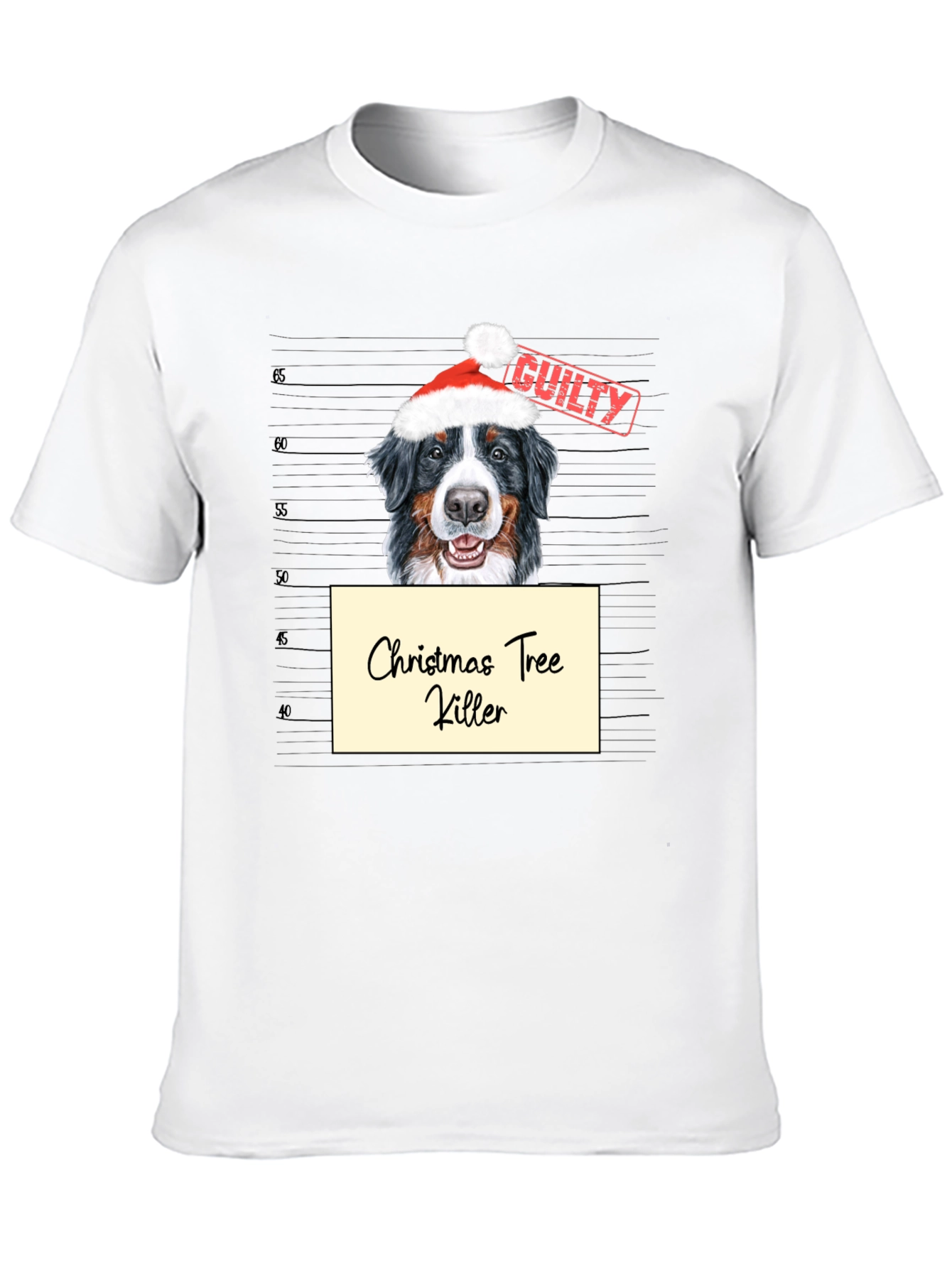 Christmas Tree Killer Dog Mugshot Graphic Tee