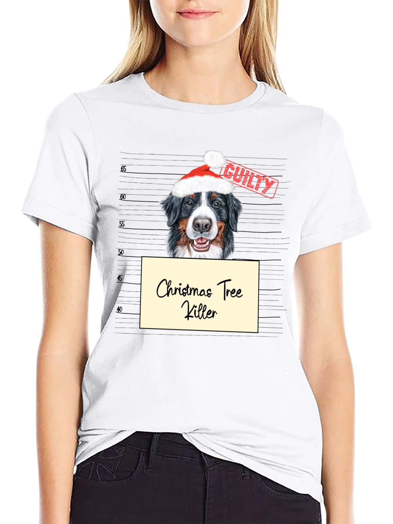 Christmas Tree Killer Dog Mugshot Graphic Tee