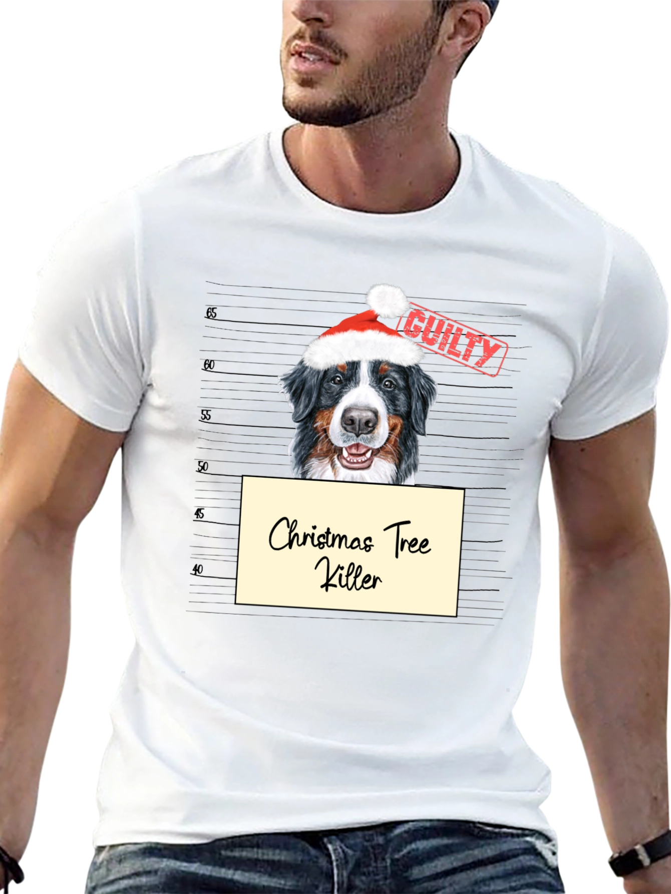 Christmas Tree Killer Dog Mugshot Graphic Tee