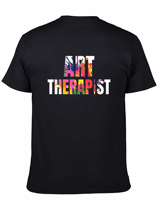 Art Therapist Colorful Graphic Tee - Black Cotton T-Shirt