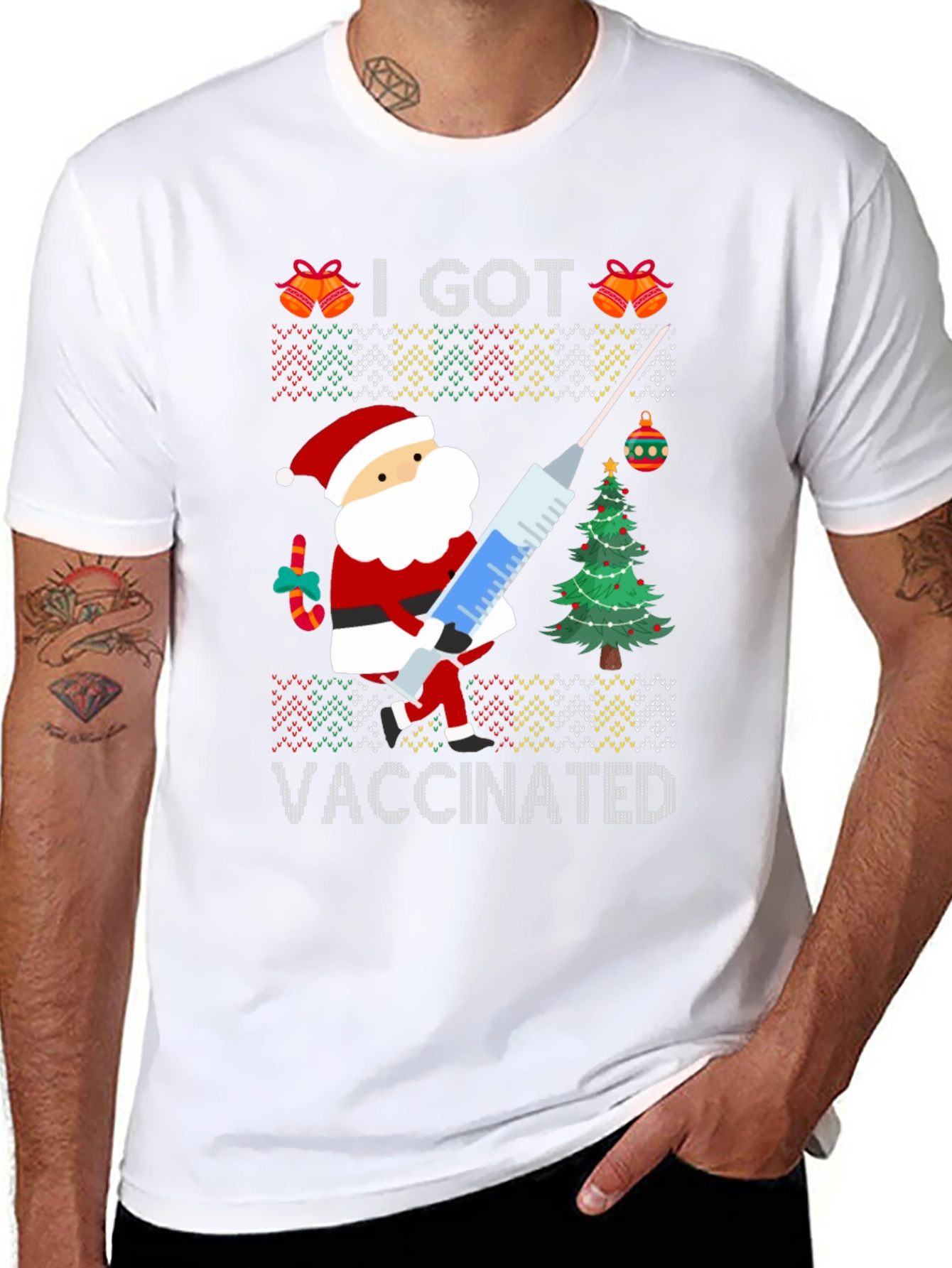 I Got Vaccinated Santa Ugly Christmas Sweater T-Shirt