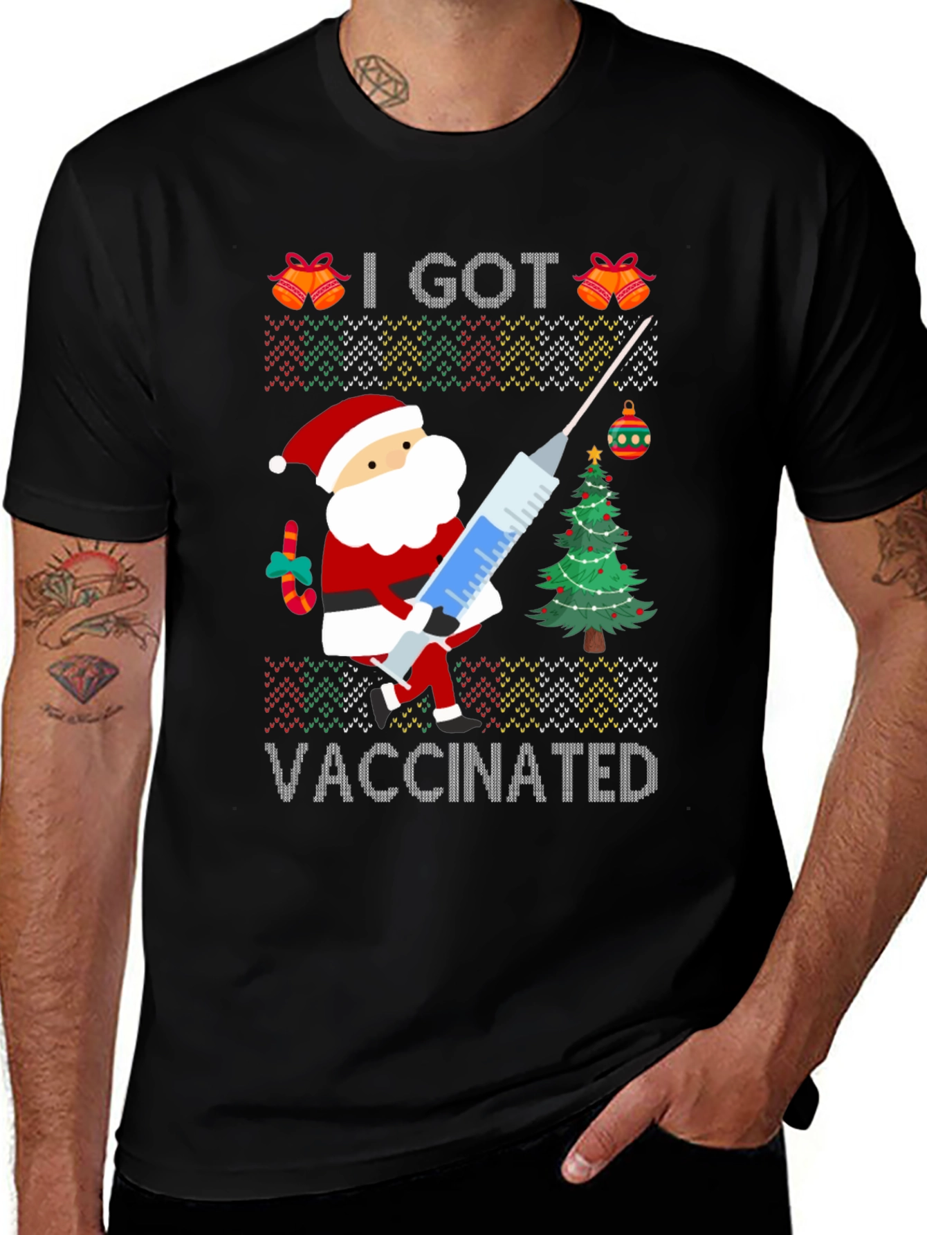 I Got Vaccinated Santa Ugly Christmas Sweater T-Shirt