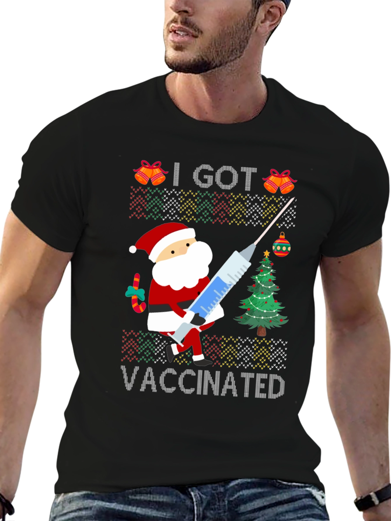 I Got Vaccinated Santa Ugly Christmas Sweater T-Shirt