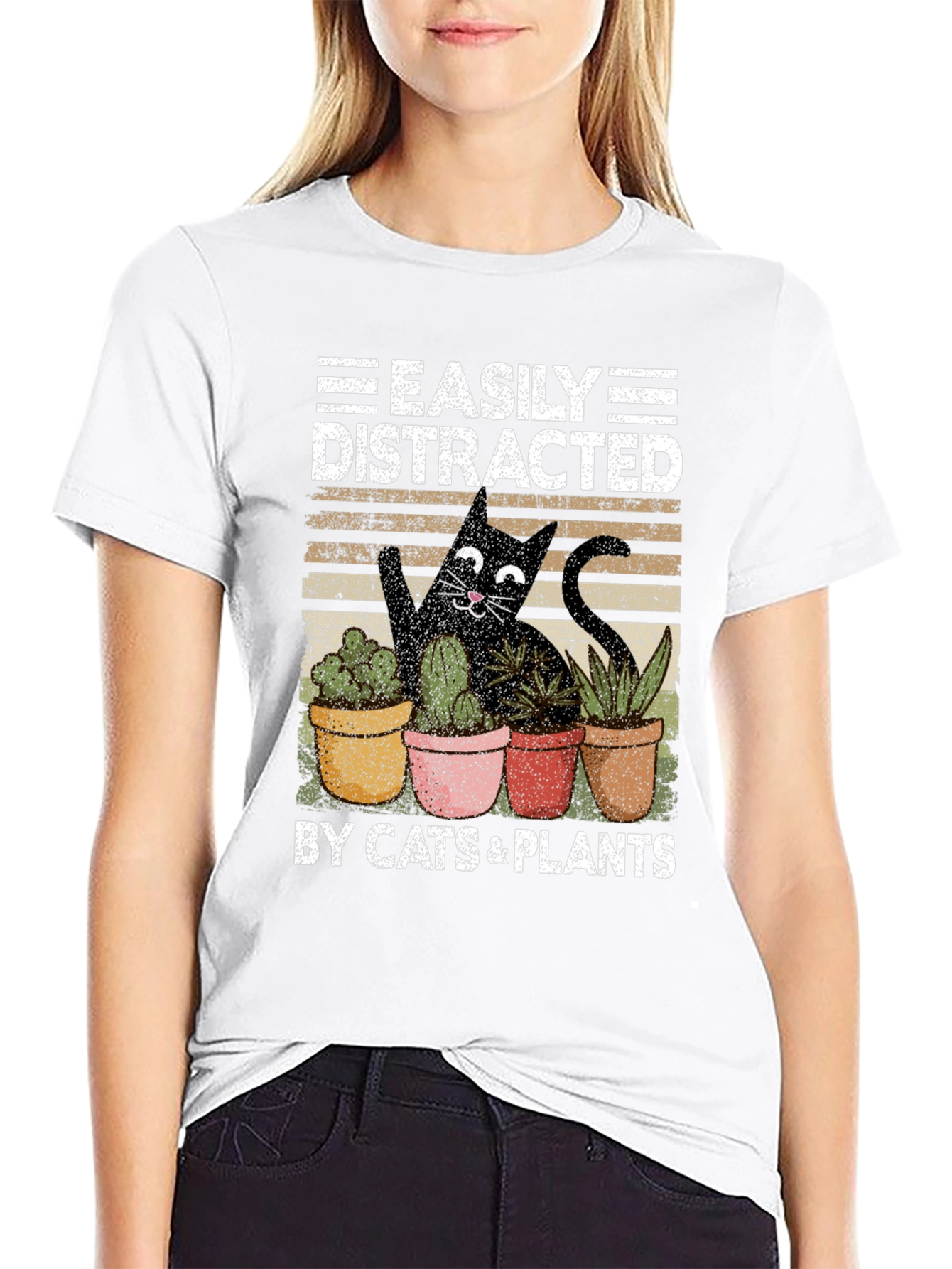 Easily Distracted By Cats & Plants T-Shirt
