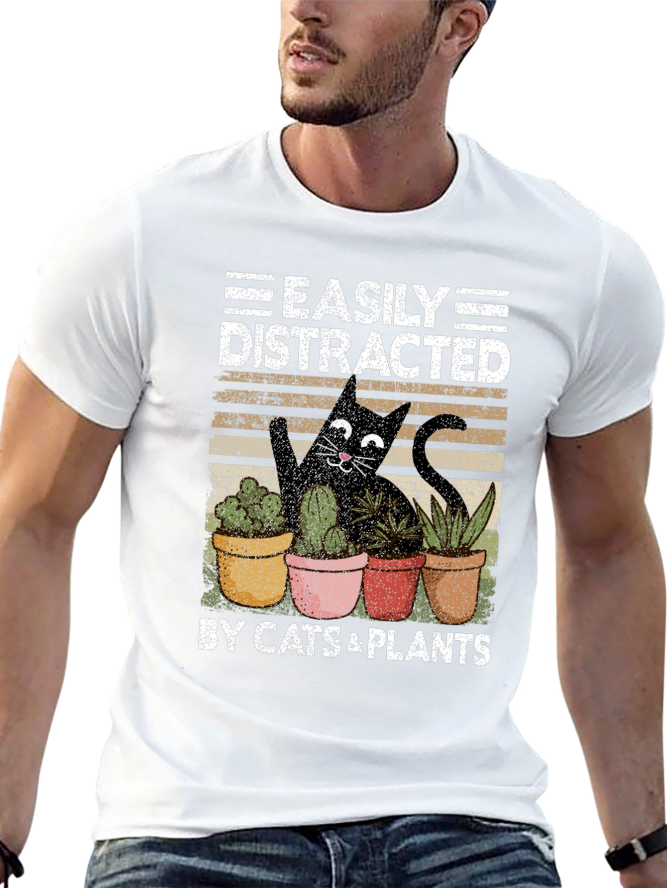 Easily Distracted By Cats & Plants T-Shirt