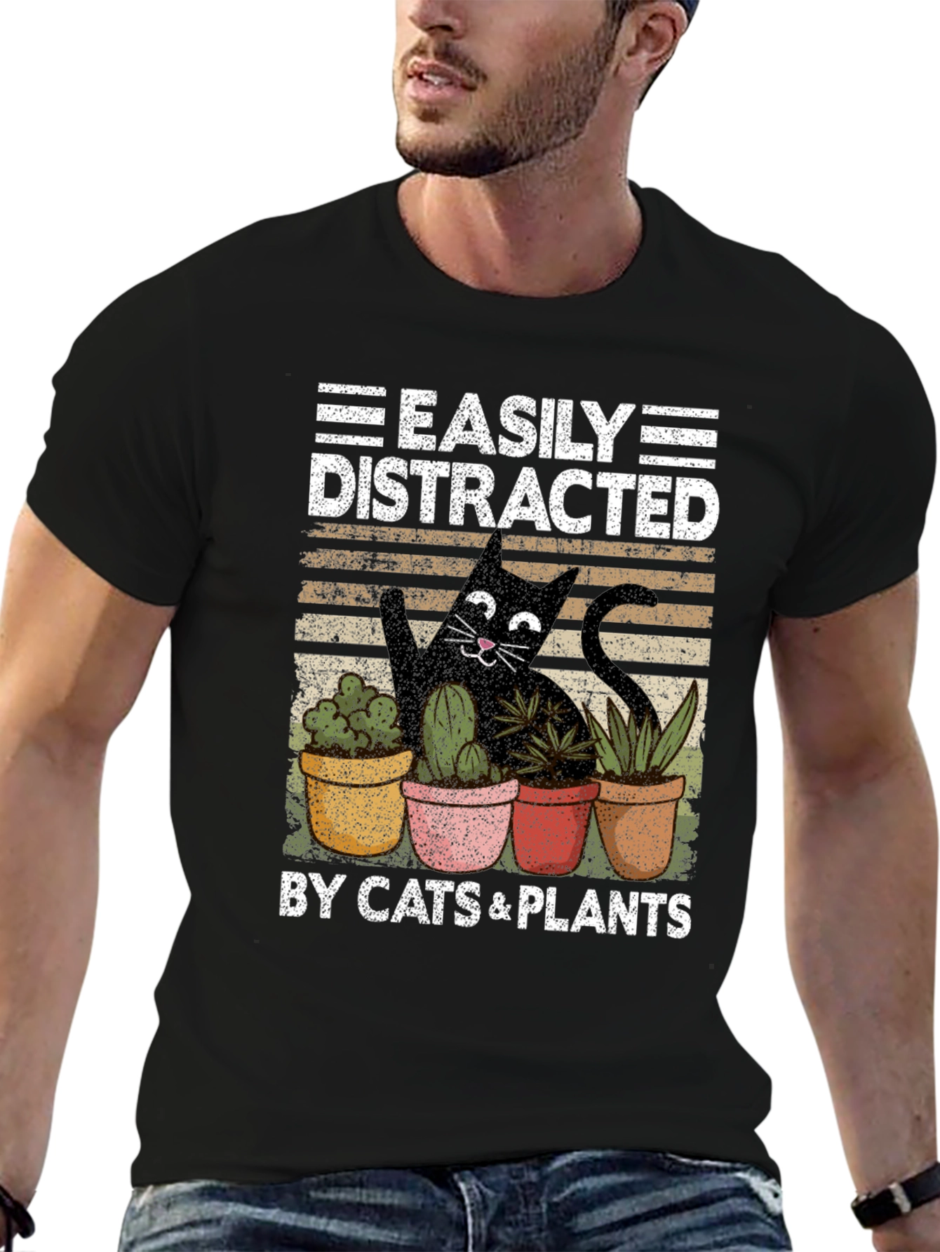 Easily Distracted By Cats & Plants T-Shirt