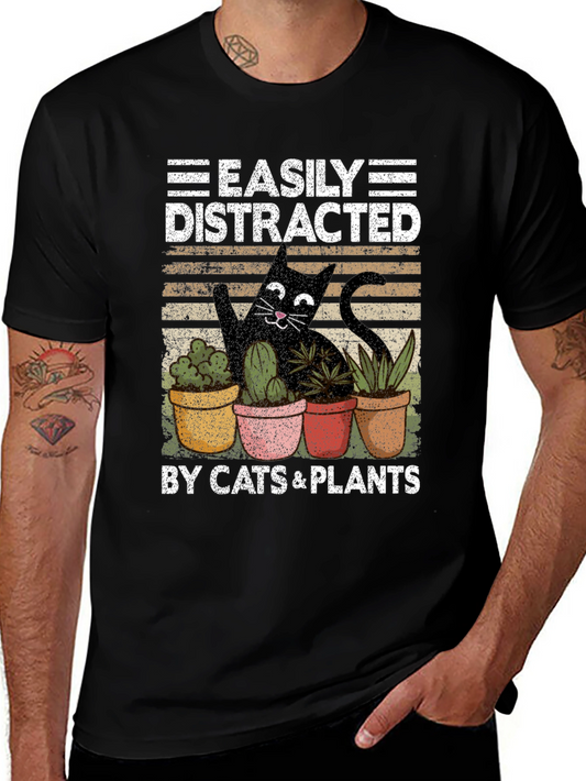Easily Distracted By Cats & Plants T-Shirt