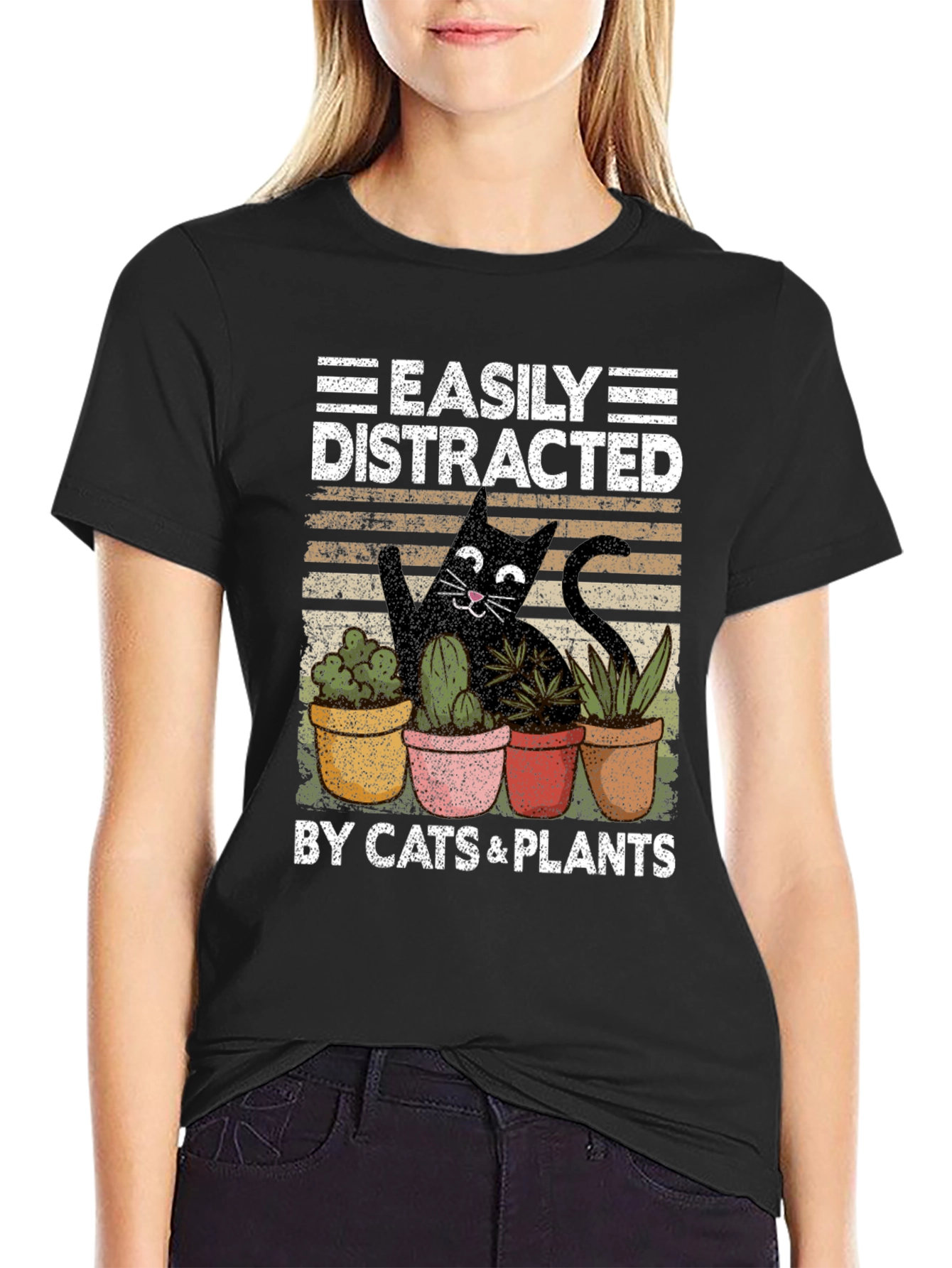 Easily Distracted By Cats & Plants T-Shirt