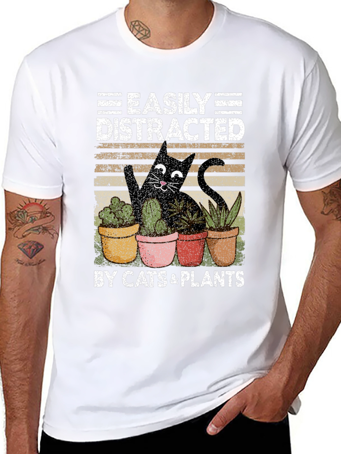 Easily Distracted By Cats & Plants T-Shirt