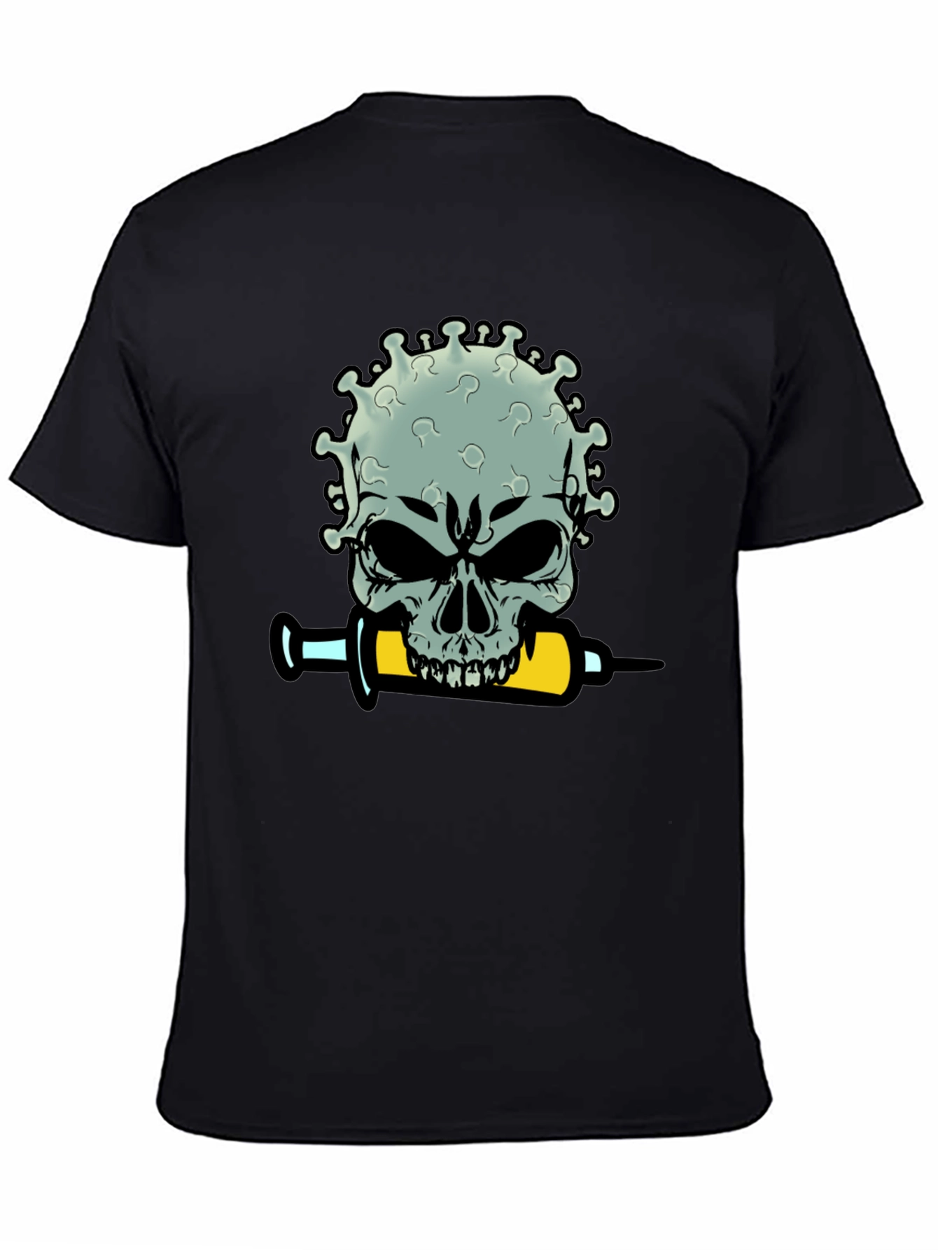 Skull Virus Syringe Mens Black T-Shirt