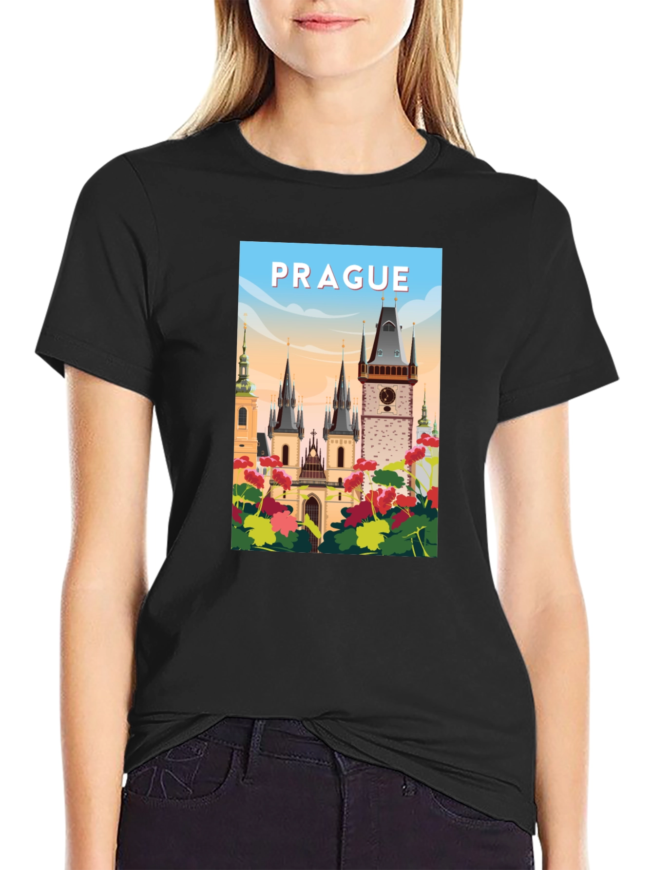 Prague Graphic T-Shirt - Cityscape Design