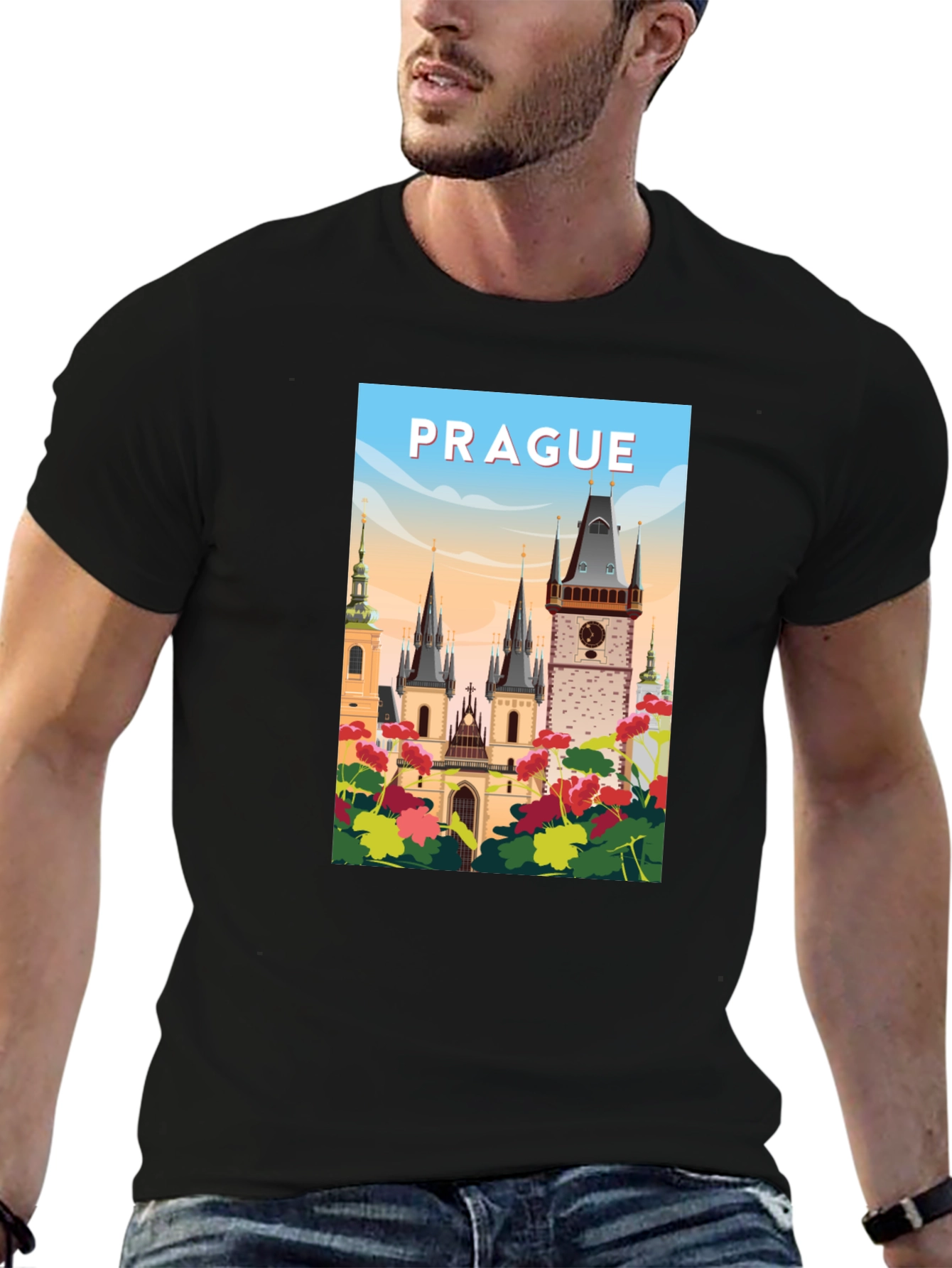 Prague Graphic T-Shirt - Cityscape Design