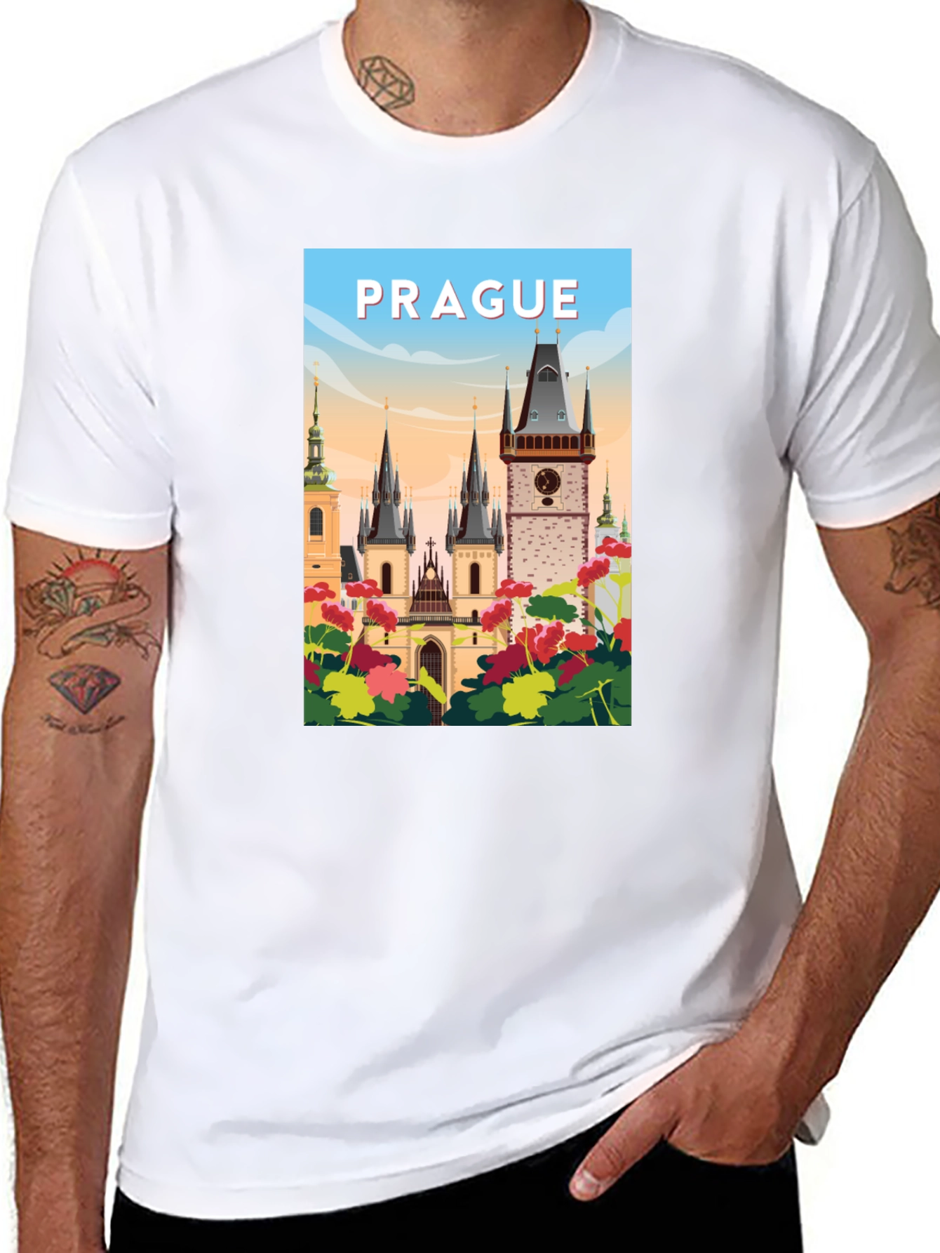 Prague Graphic T-Shirt - Cityscape Design