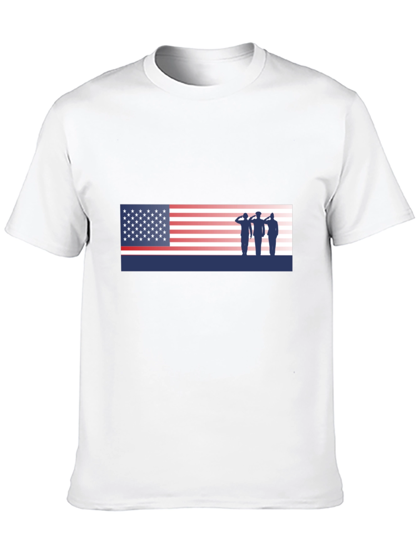 American Flag Saluting Soldiers Graphic T-Shirt