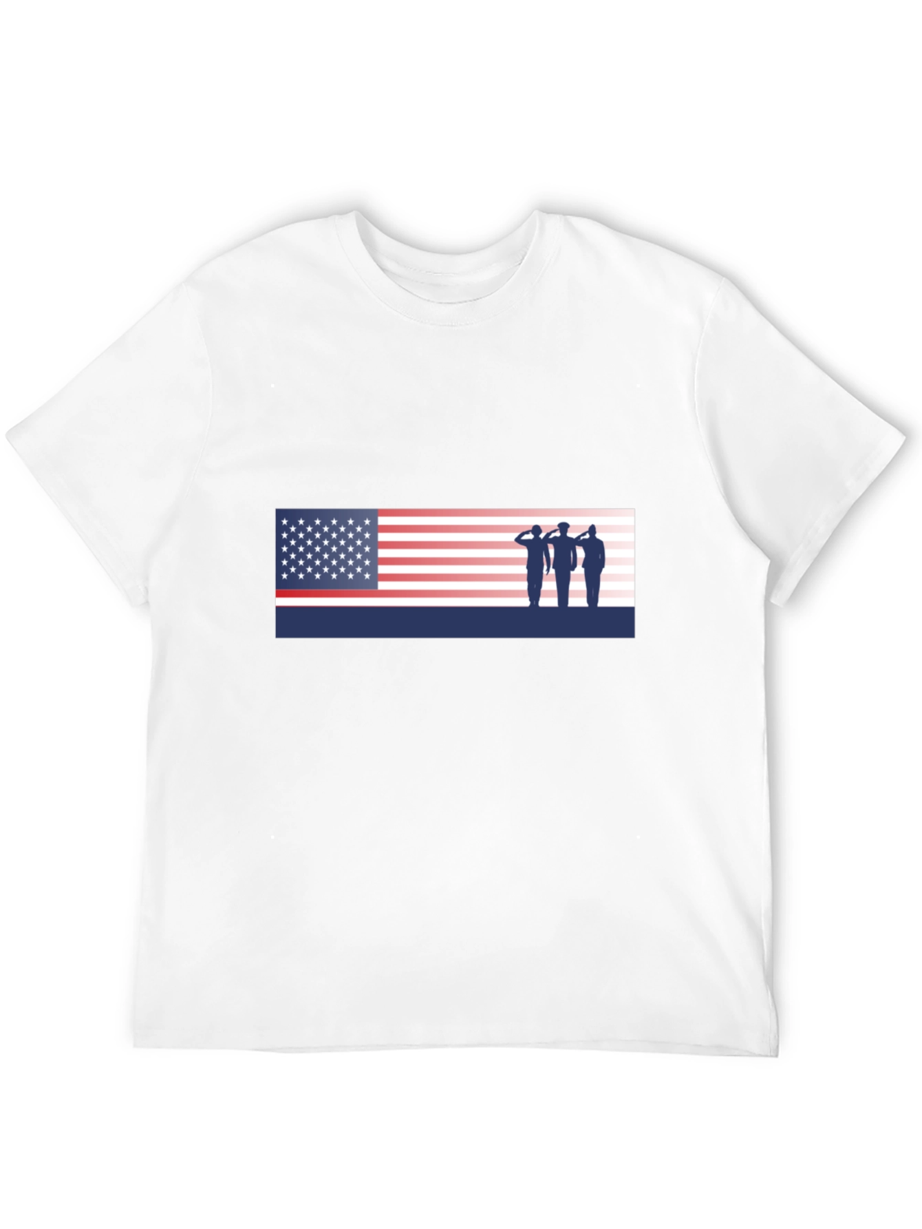American Flag Saluting Soldiers Graphic T-Shirt