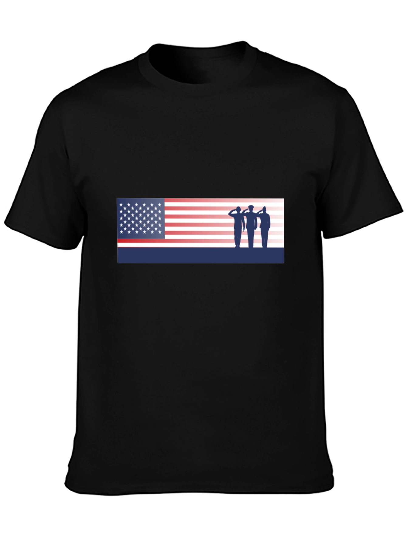 American Flag Saluting Soldiers Graphic T-Shirt
