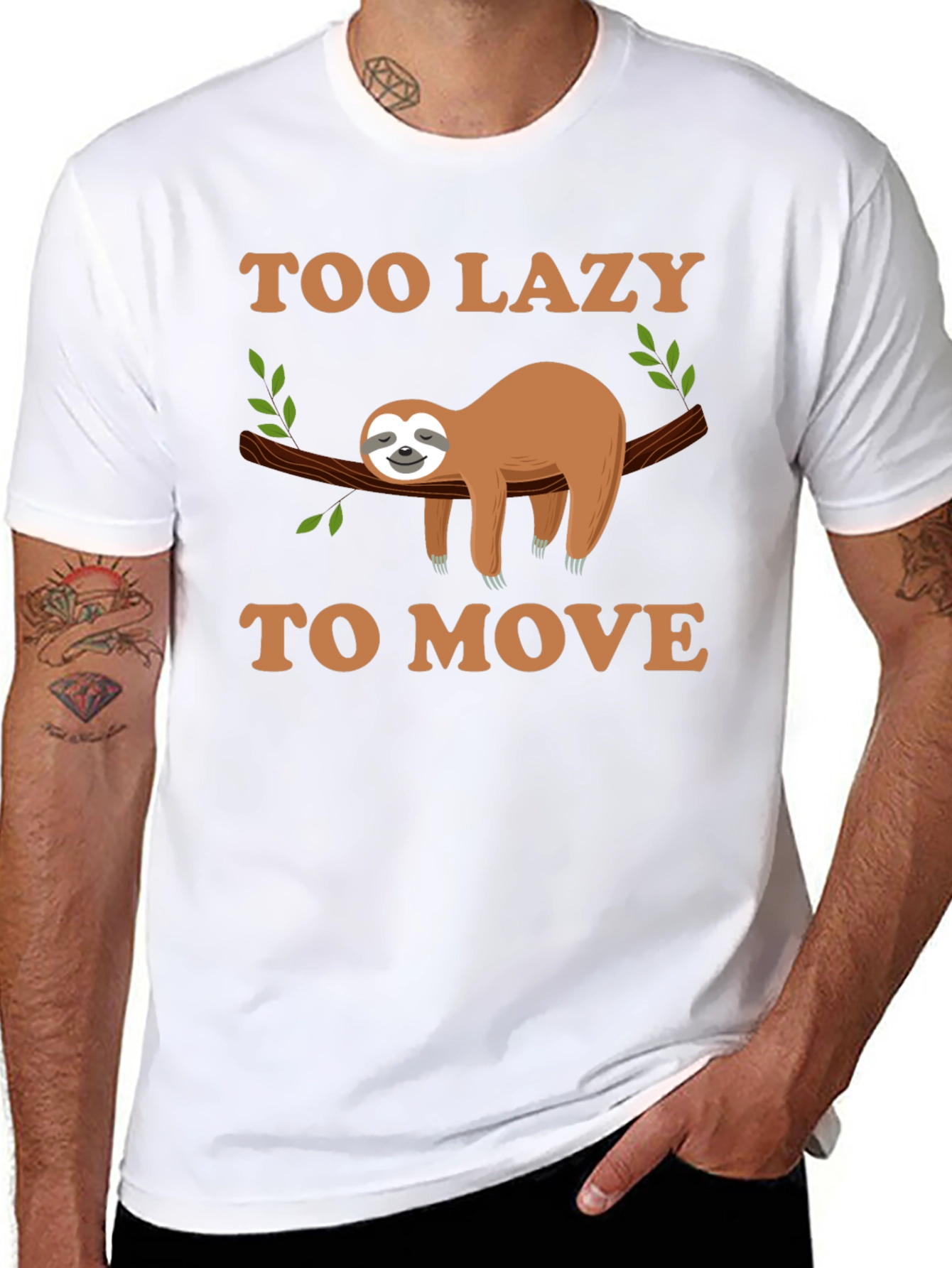Too Lazy to Move Sloth Graphic Tee