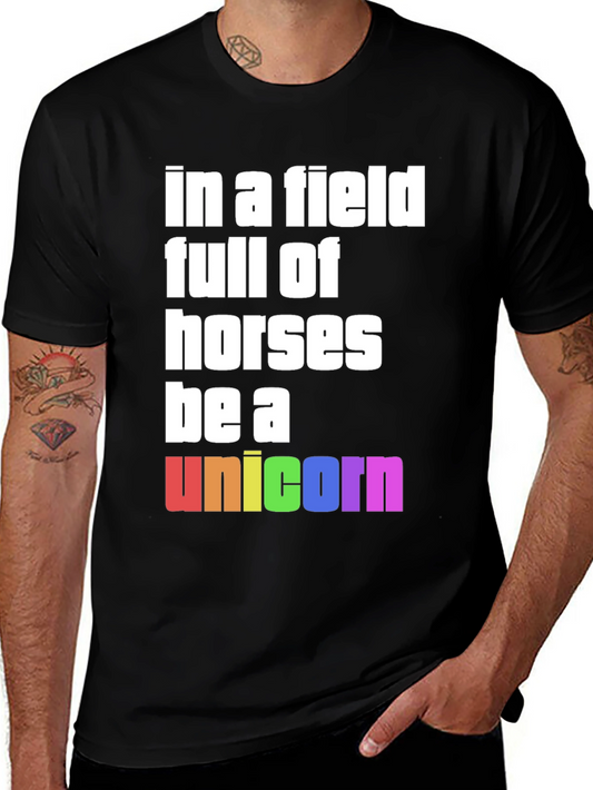 Be A Unicorn Rainbow Graphic T-Shirt