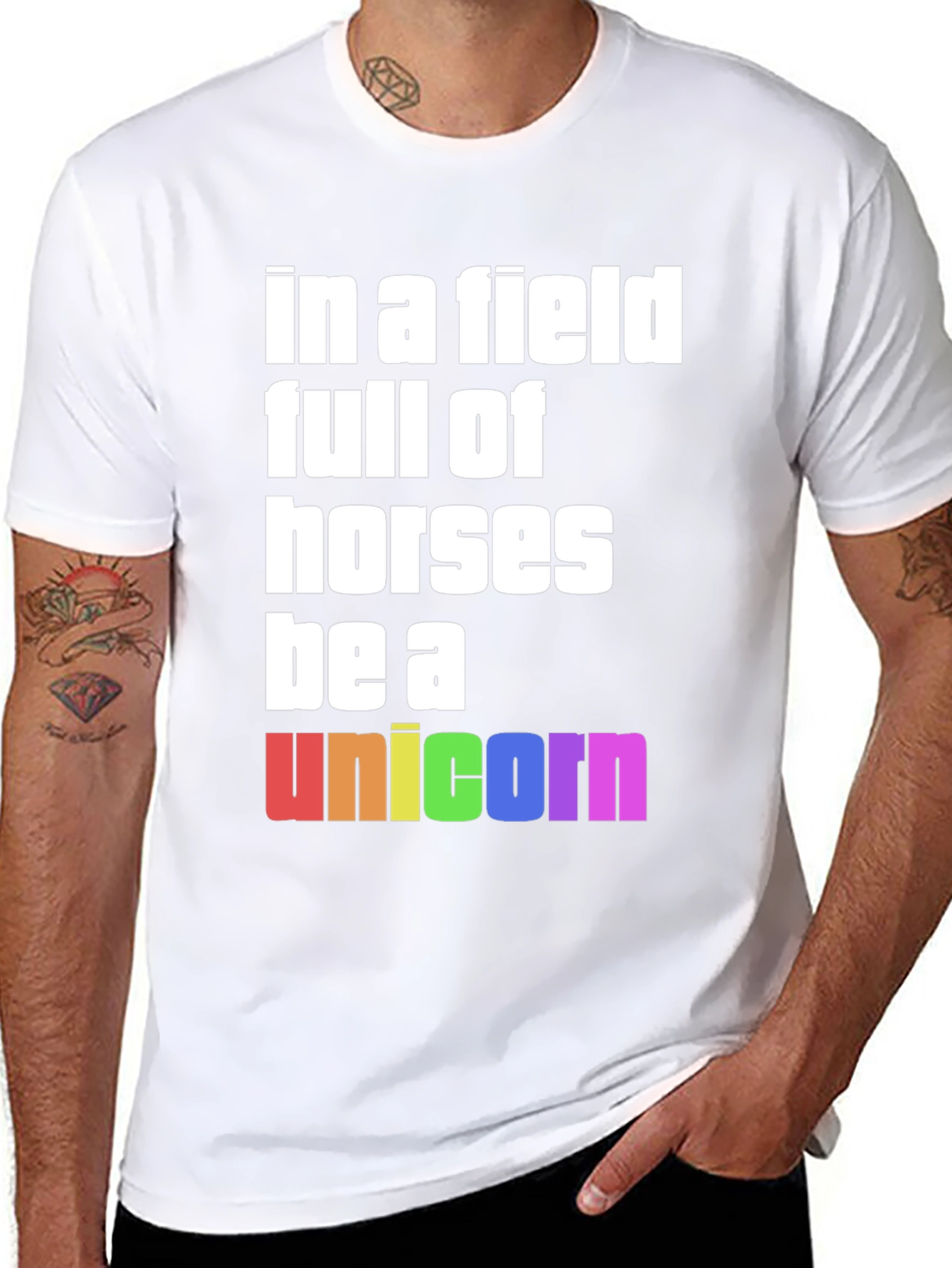 Be A Unicorn Rainbow Graphic T-Shirt