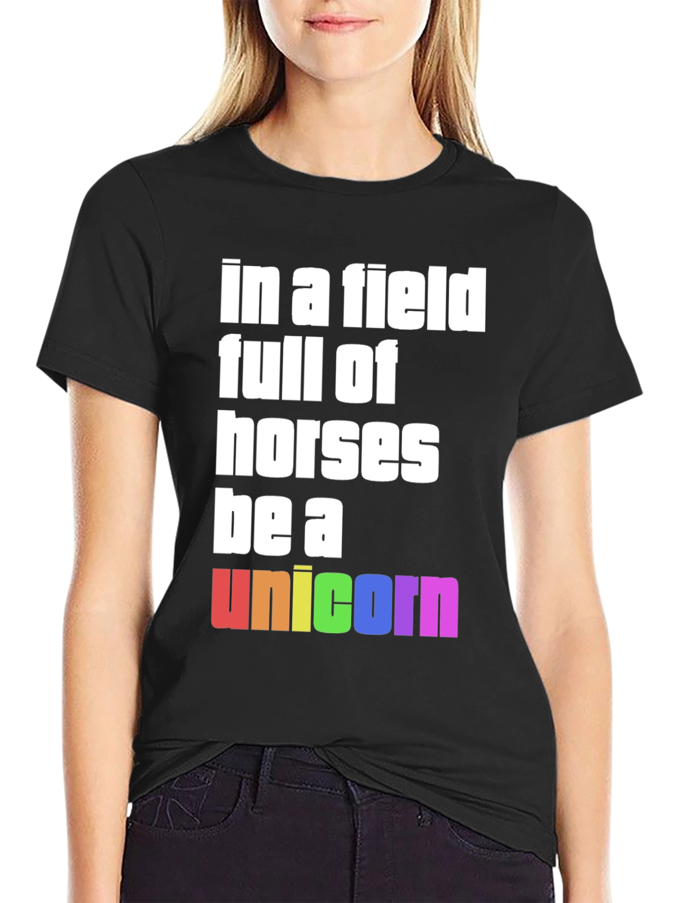 Be A Unicorn Rainbow Graphic T-Shirt