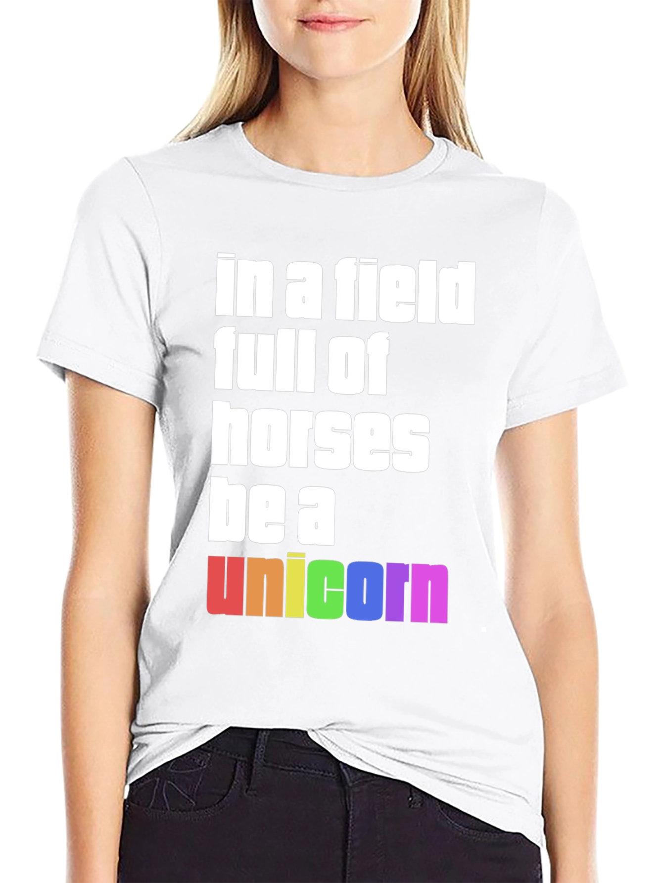 Be A Unicorn Rainbow Graphic T-Shirt