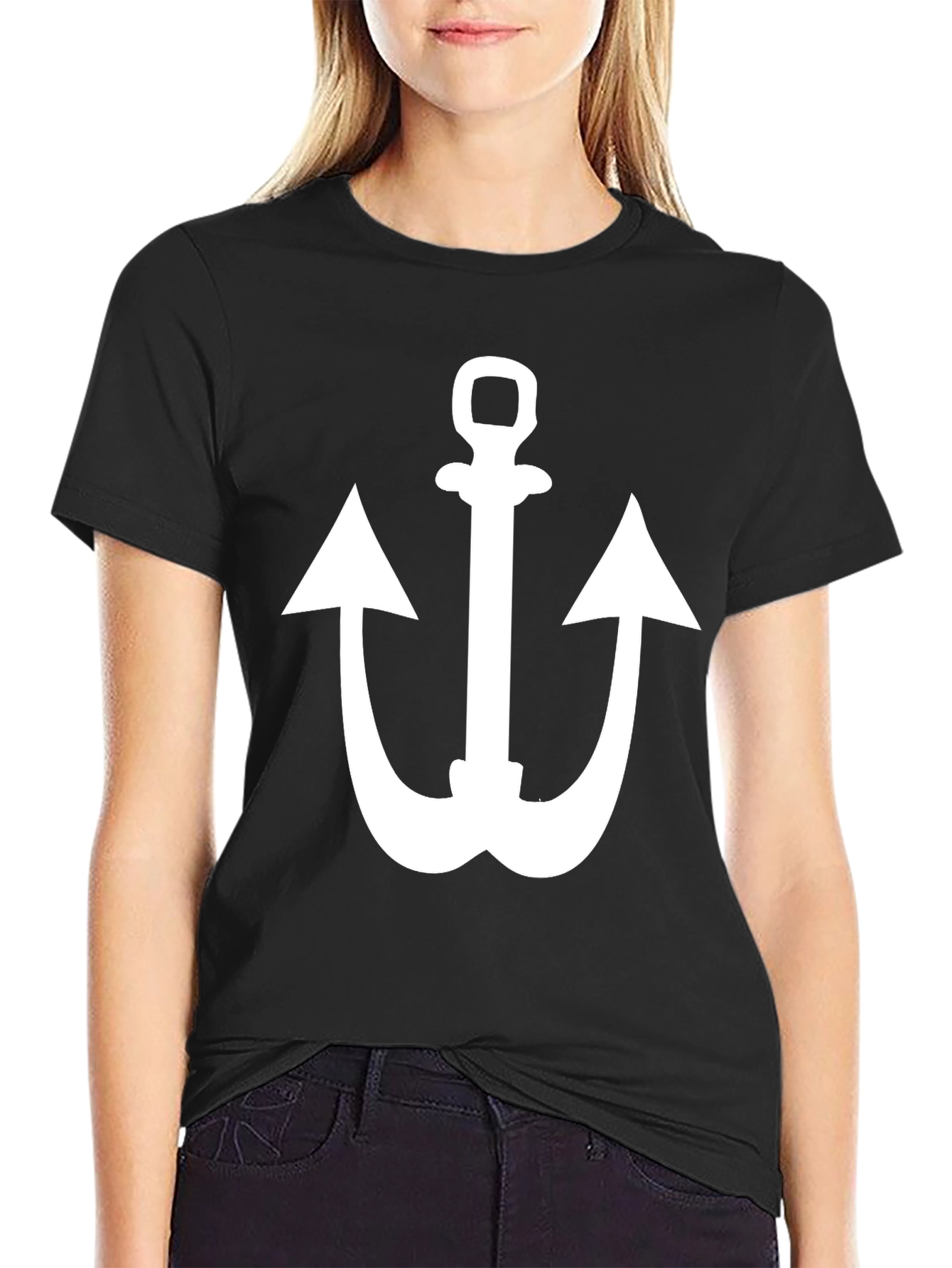 Anchor Graphic Tee - Stylish Black Cotton Shirt