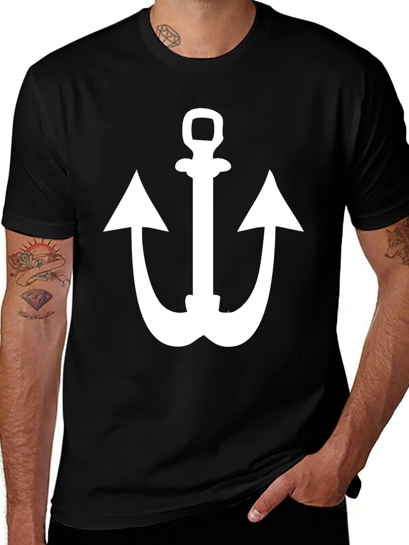 Anchor Graphic Tee - Stylish Black Cotton Shirt