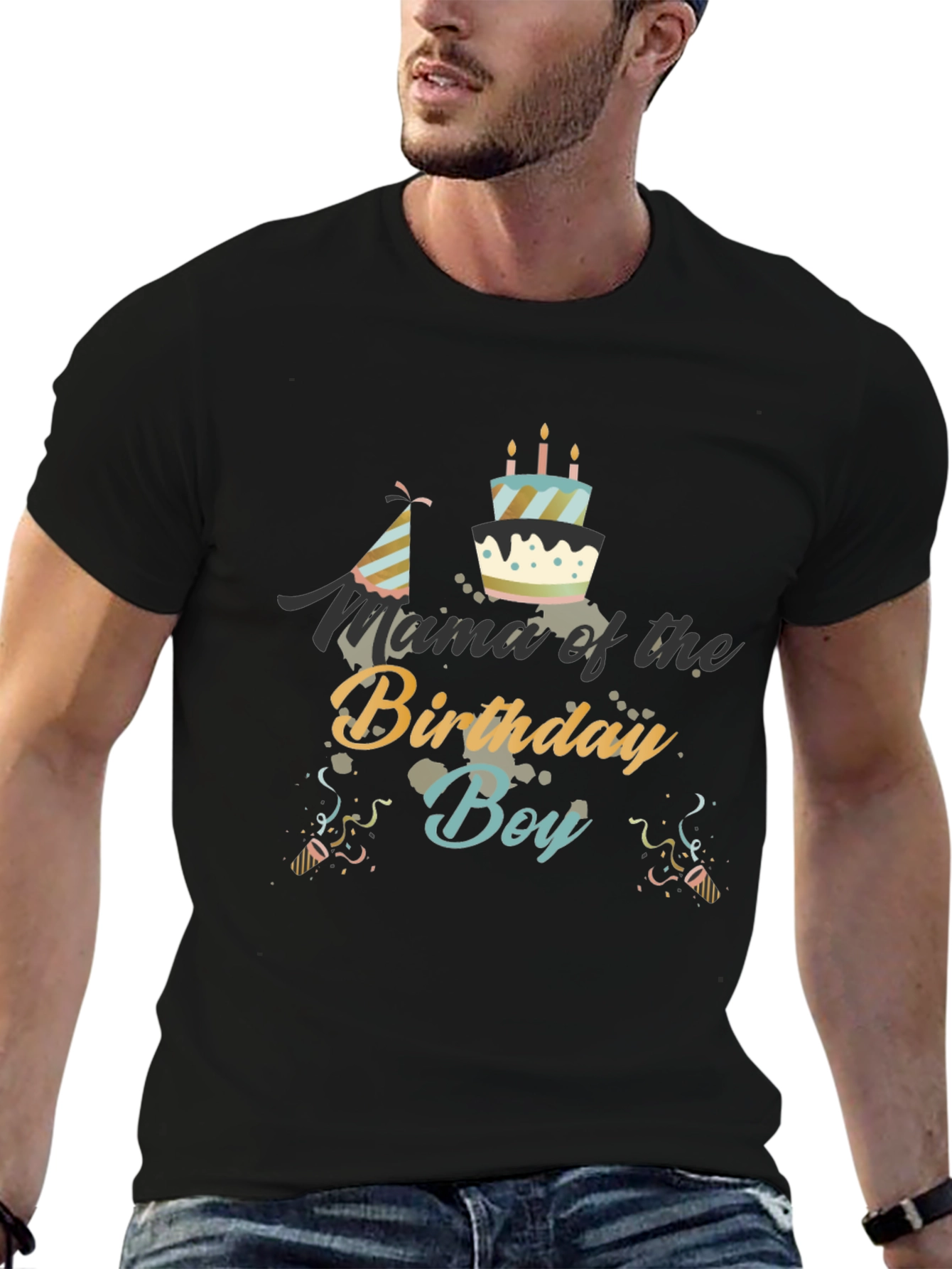 Mama of the Birthday Boy Black T-Shirt