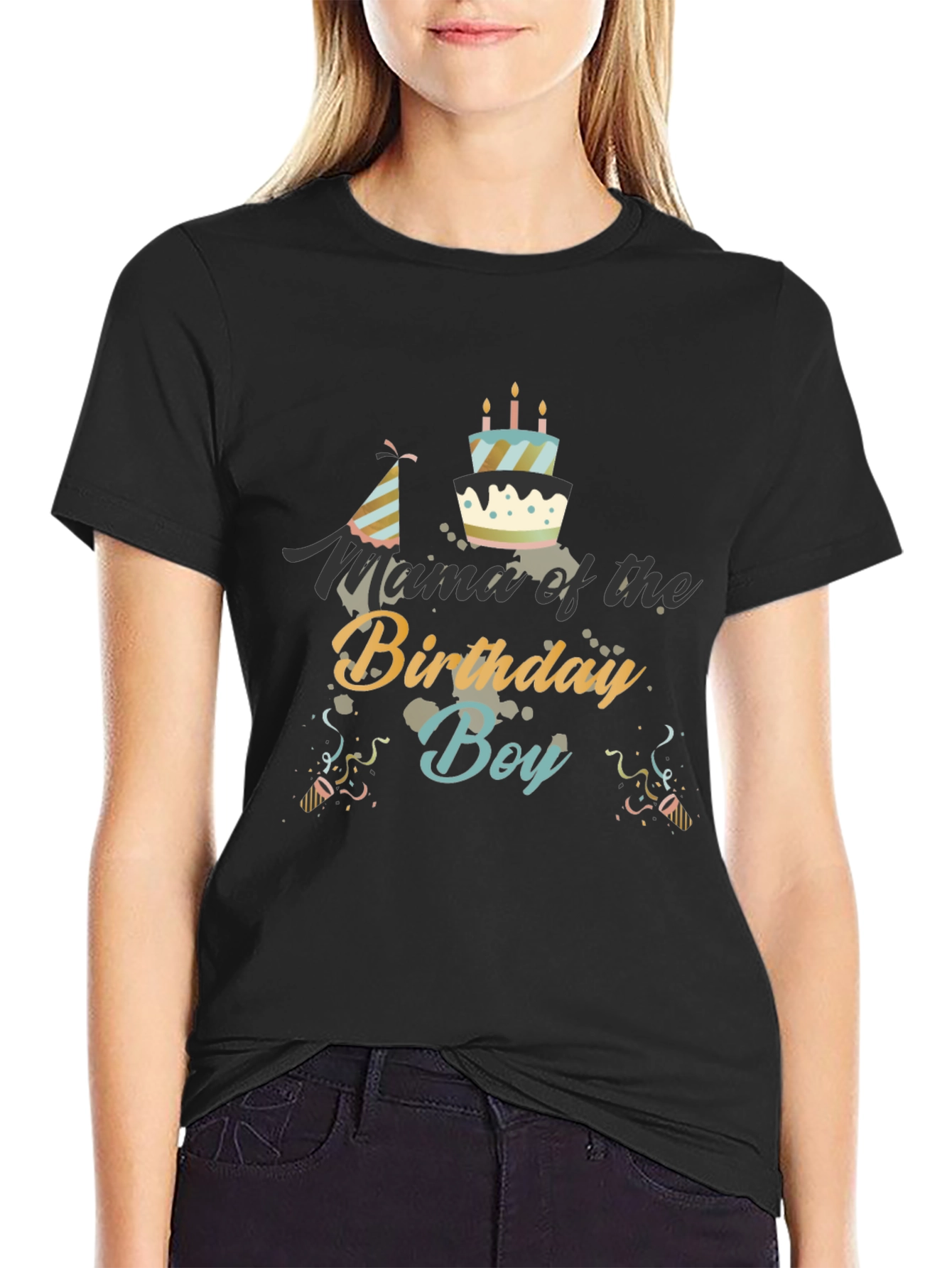Mama of the Birthday Boy Black T-Shirt