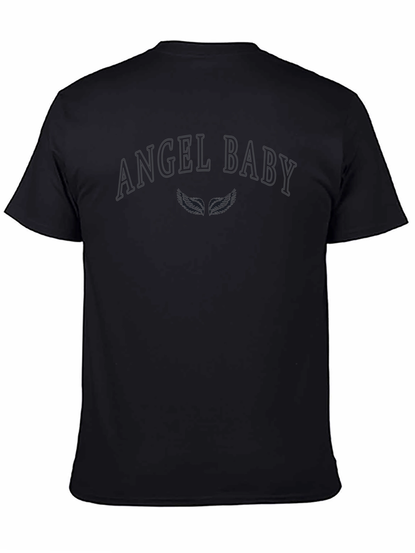 Angel Baby Graphic T-Shirt - Black Crew Neck Tee