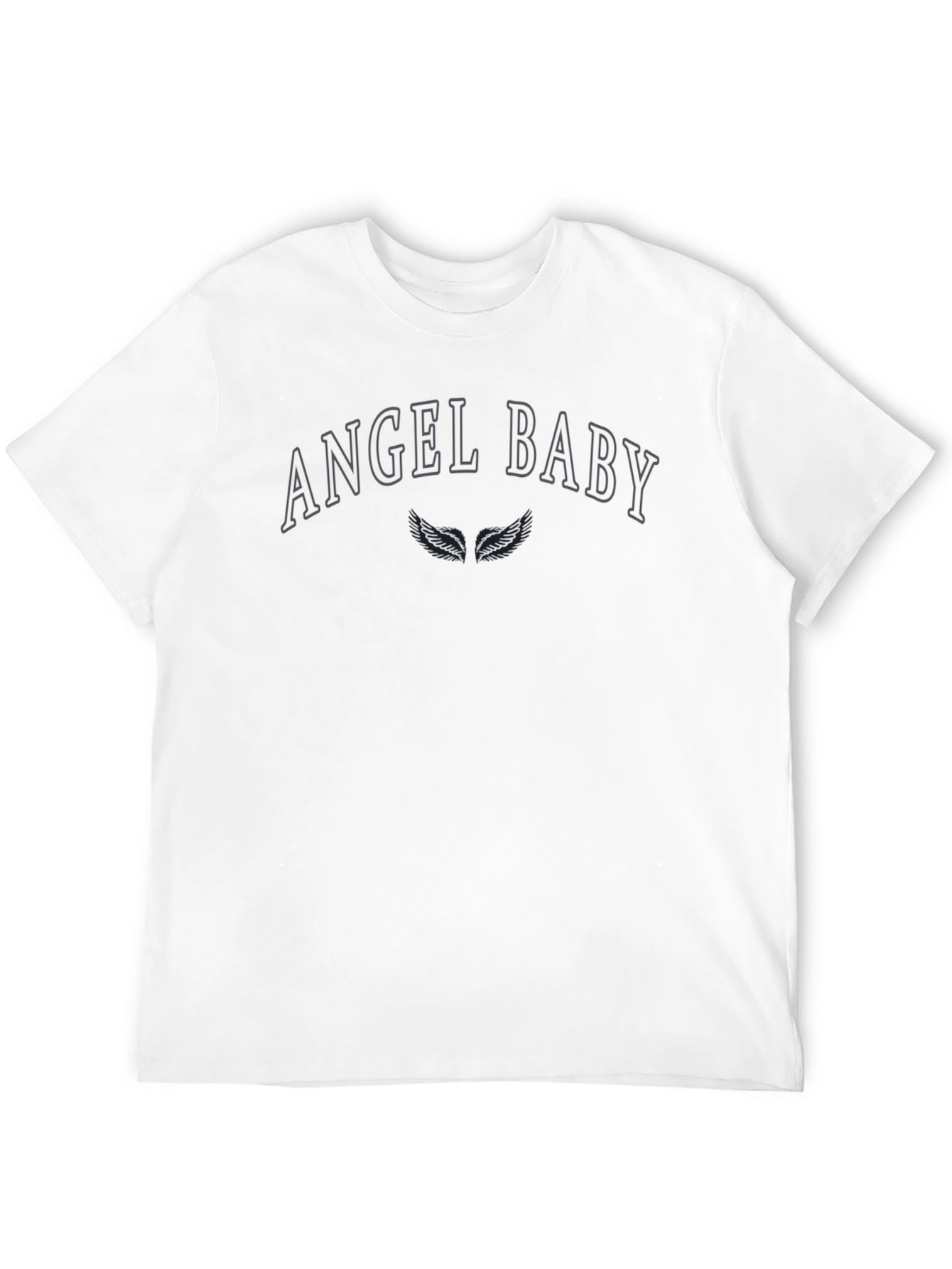Angel Baby Graphic T-Shirt - Black Crew Neck Tee