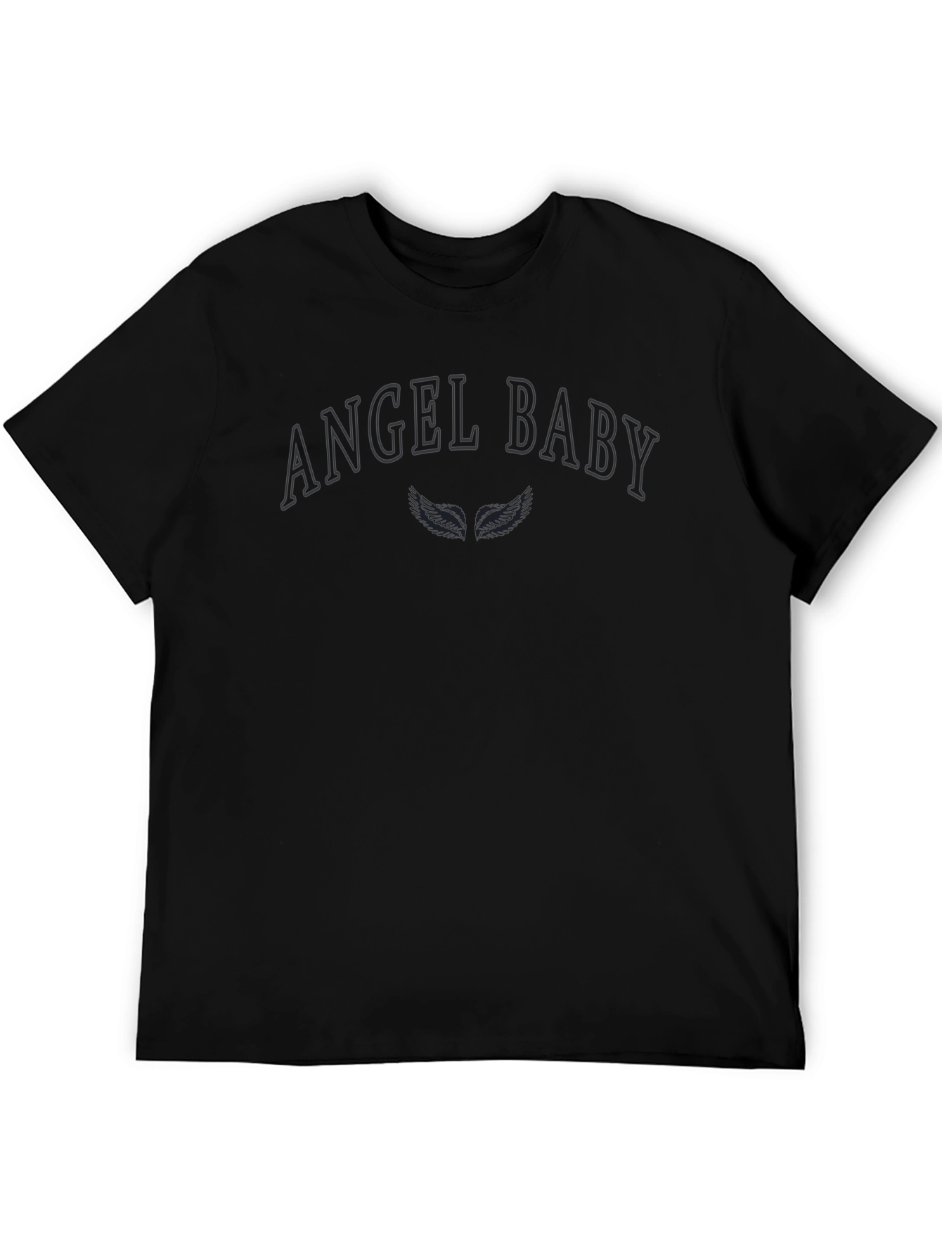 Angel Baby Graphic T-Shirt - Black Crew Neck Tee