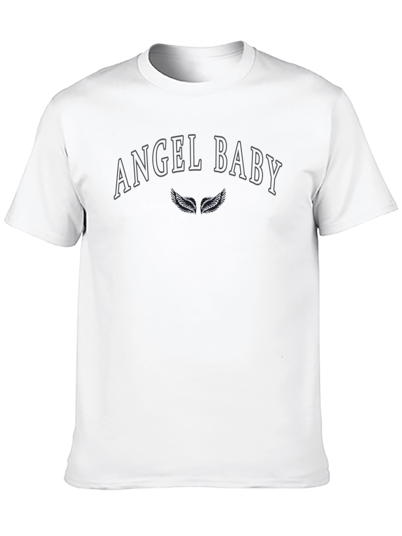 Angel Baby Graphic T-Shirt - Black Crew Neck Tee