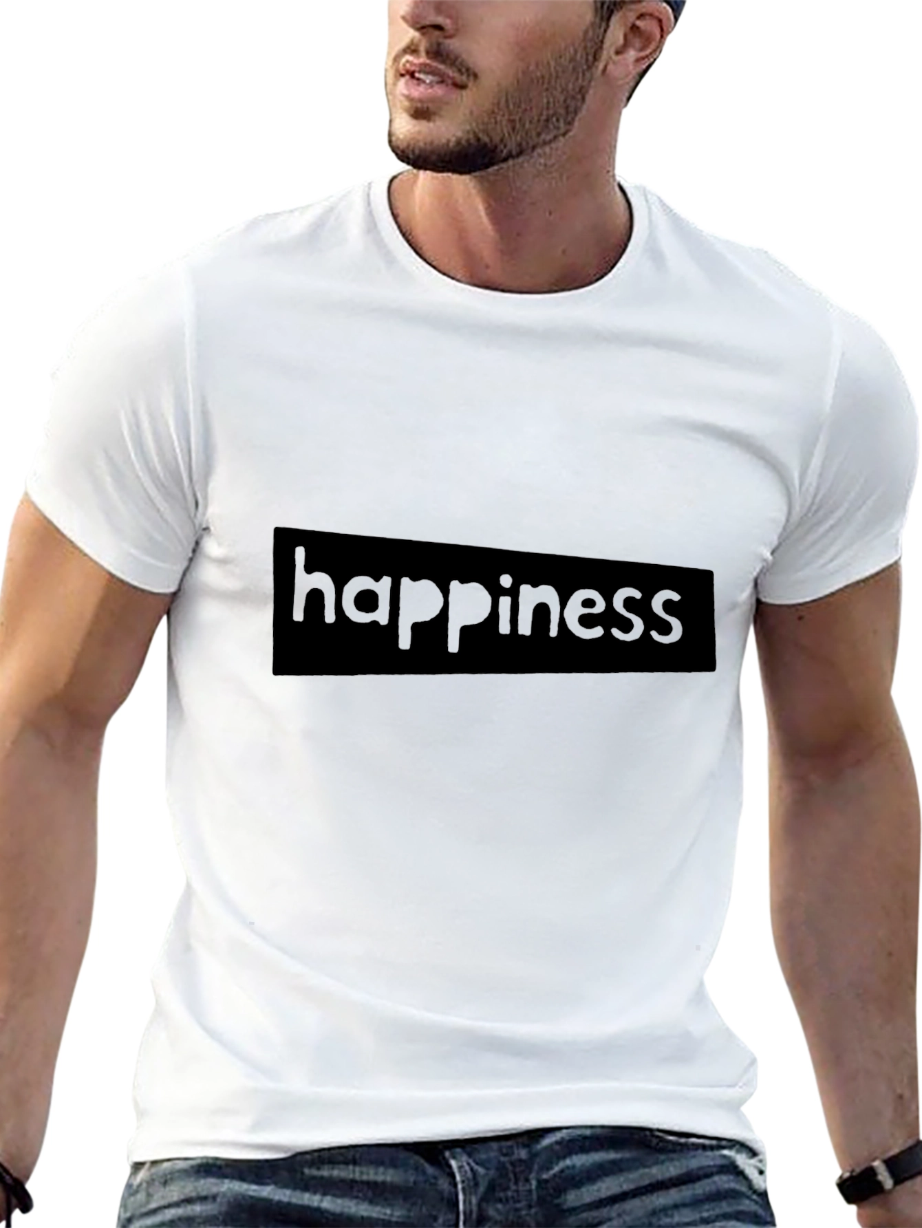 Black Happiness Graphic Tee - Casual Comfort