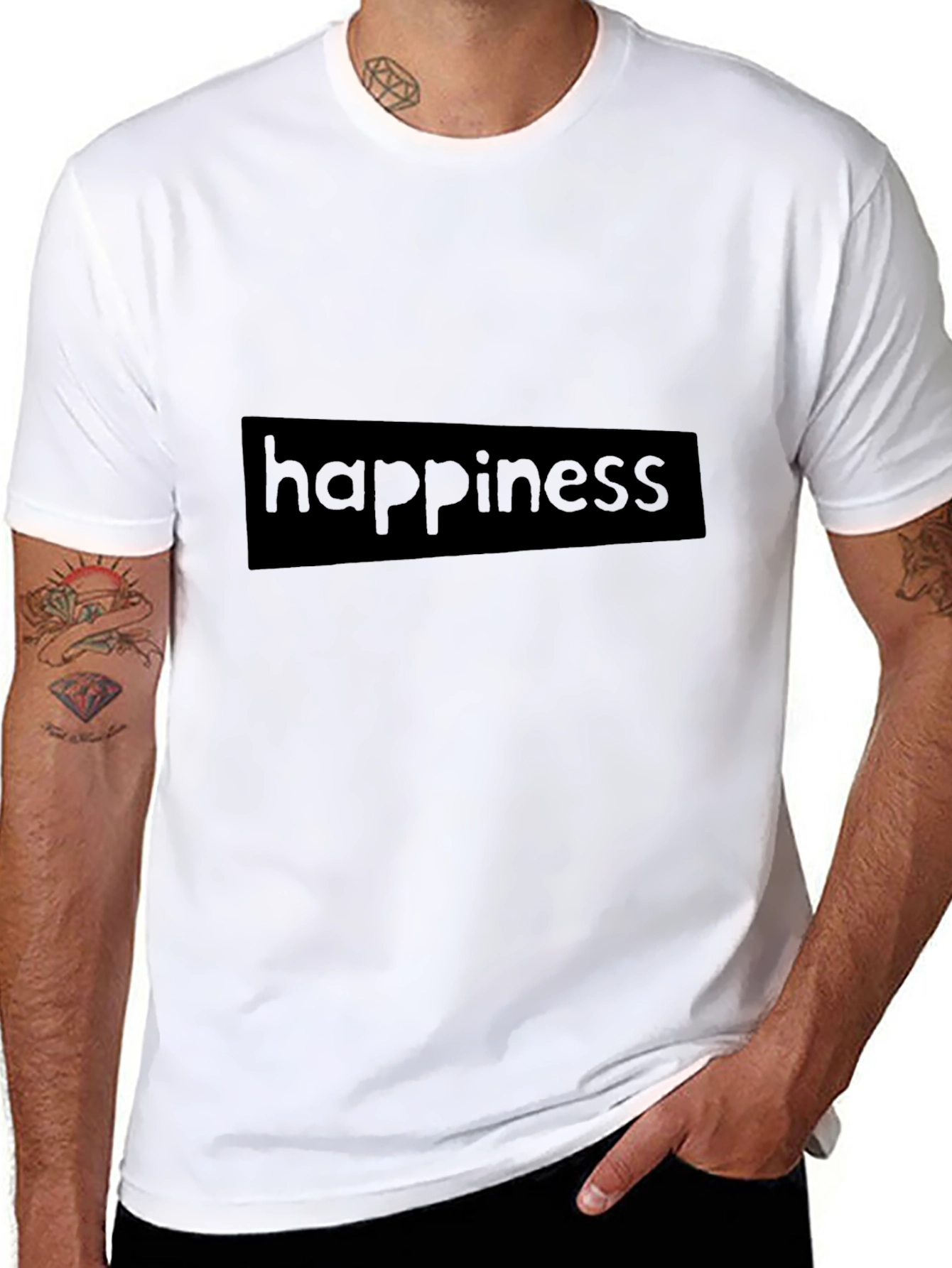 Black Happiness Graphic Tee - Casual Comfort