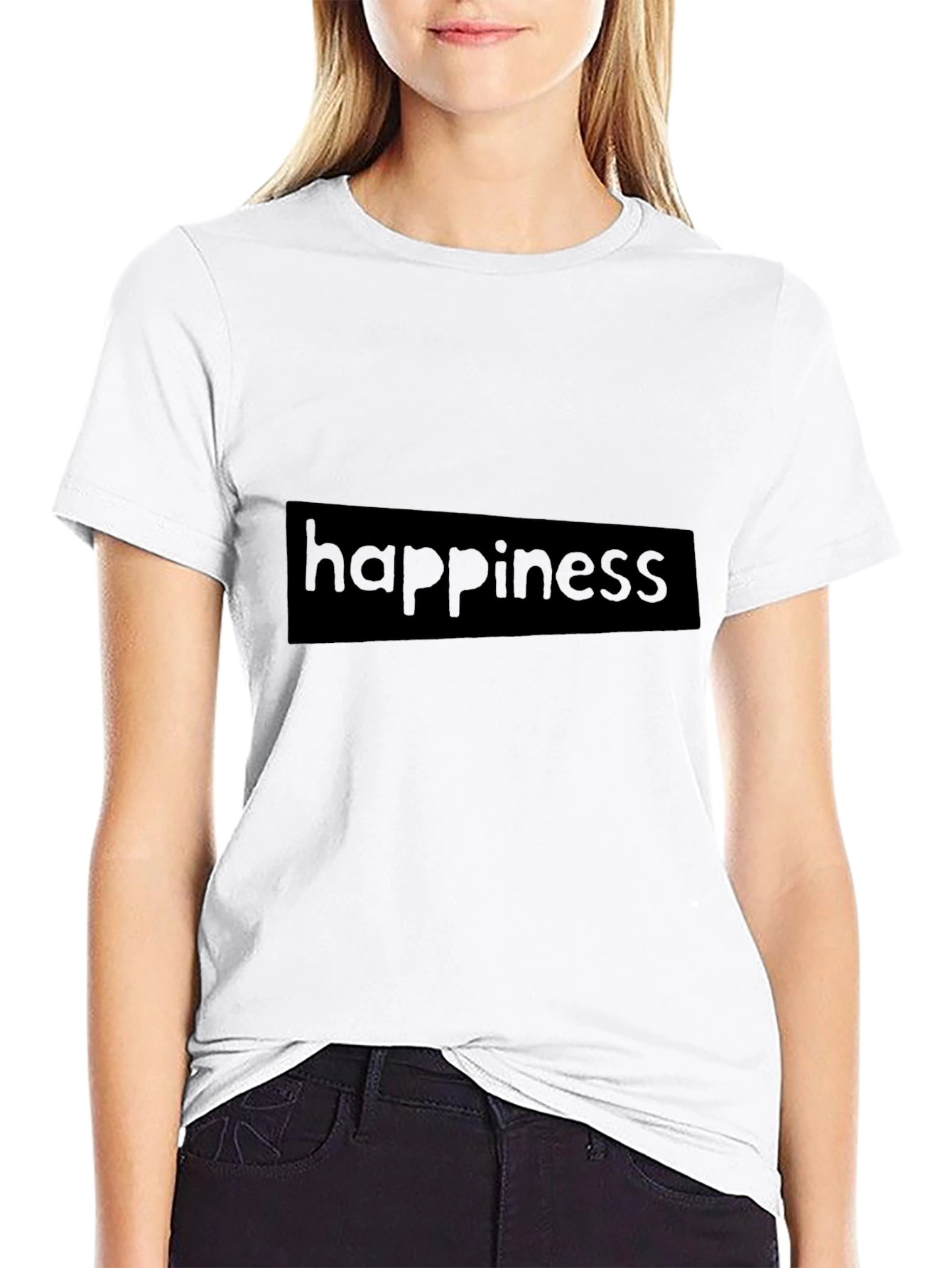 Black Happiness Graphic Tee - Casual Comfort