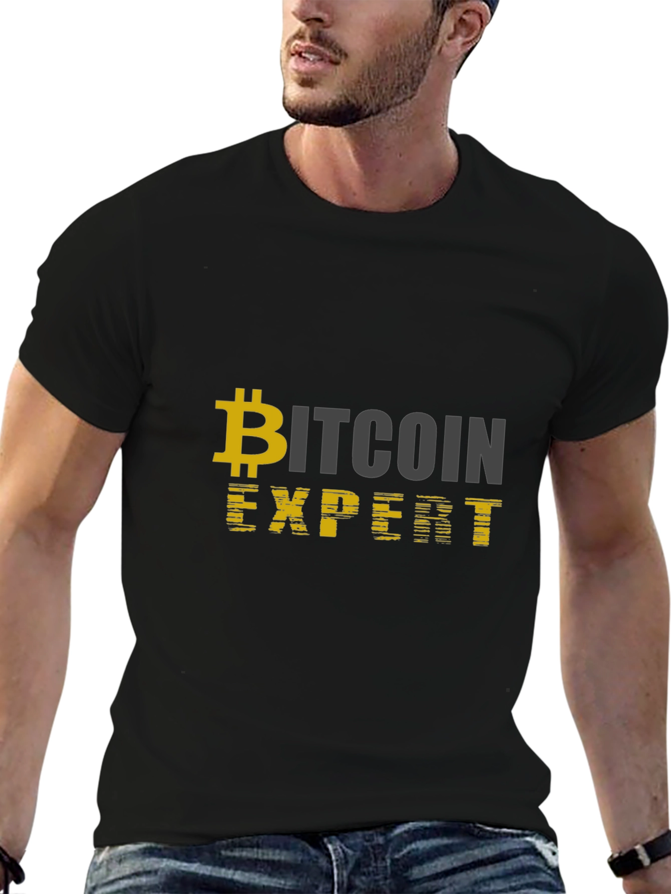 Bitcoin Expert Black T-Shirt Cryptocurrency Design