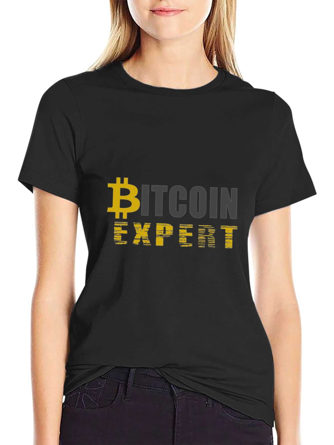Bitcoin Expert Black T-Shirt Cryptocurrency Design