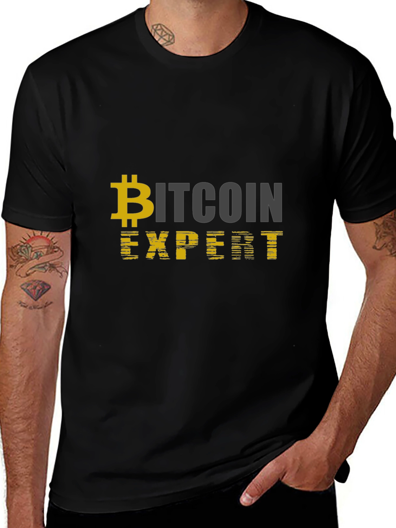 Bitcoin Expert Black T-Shirt Cryptocurrency Design