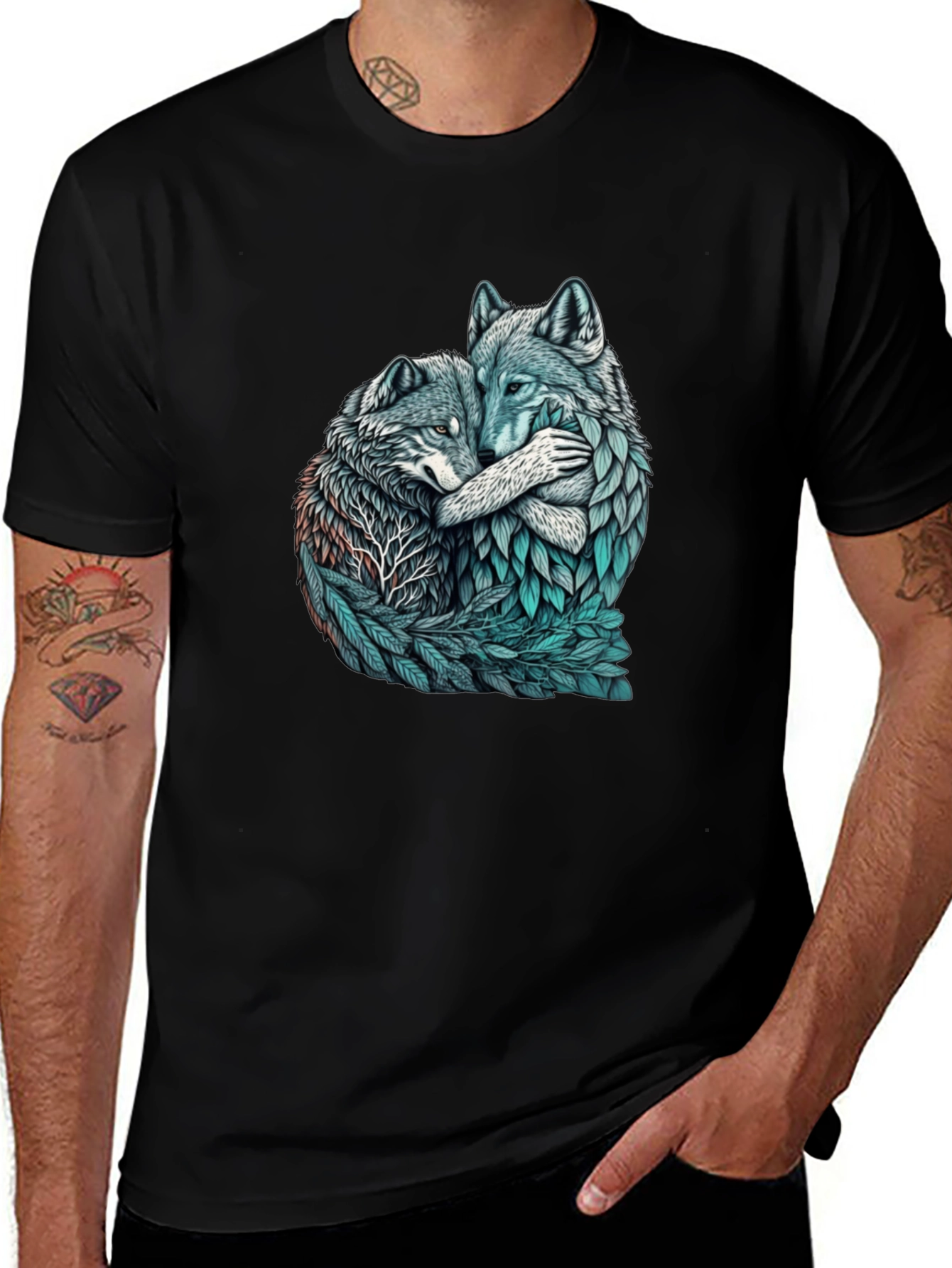 Wolf Embrace Graphic Tee - Nature Lovers Shirt