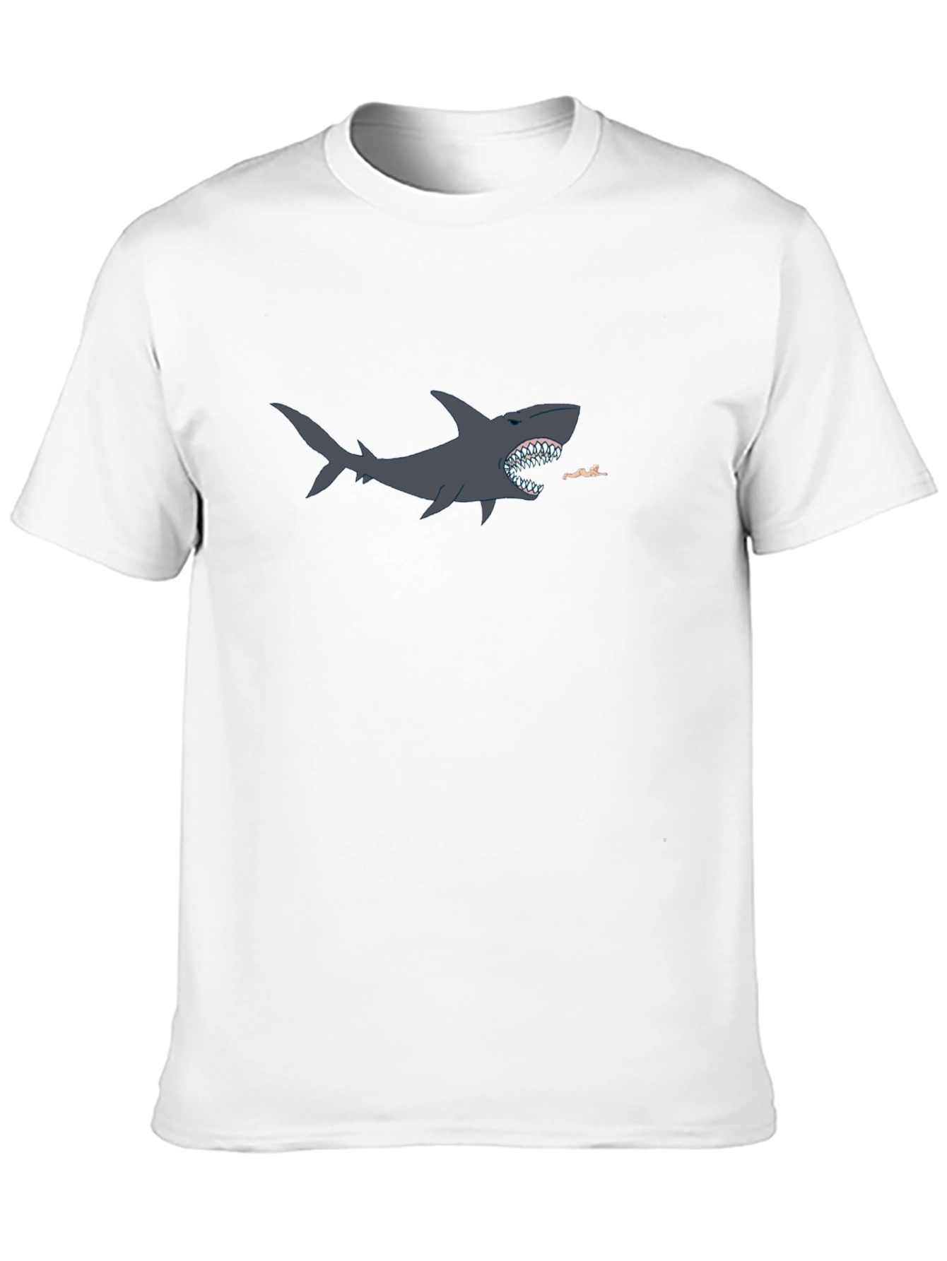Shark Attack Graphic T-Shirt - Black Cotton Blend