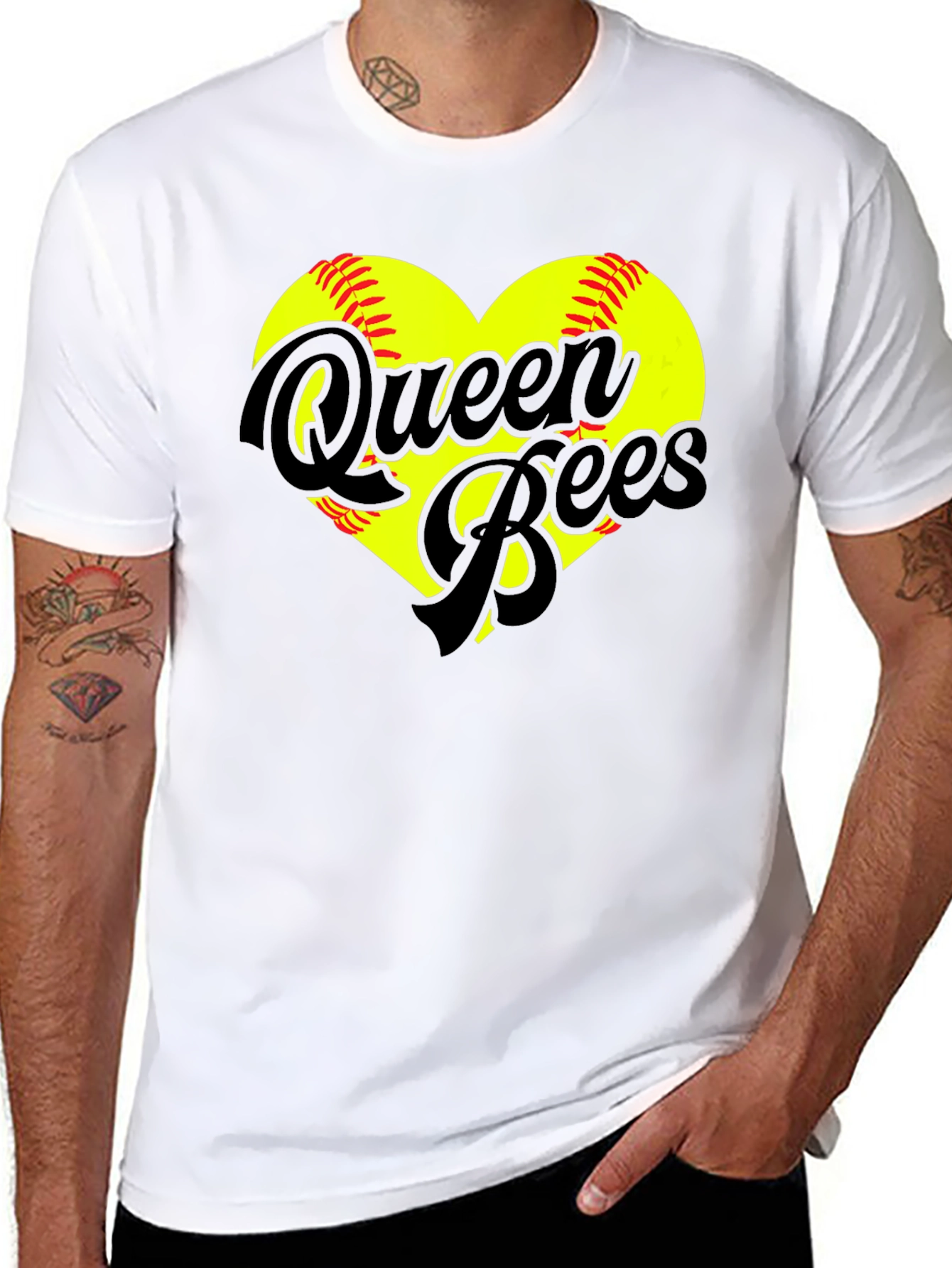 Queen Bees Softball Heart T-Shirt