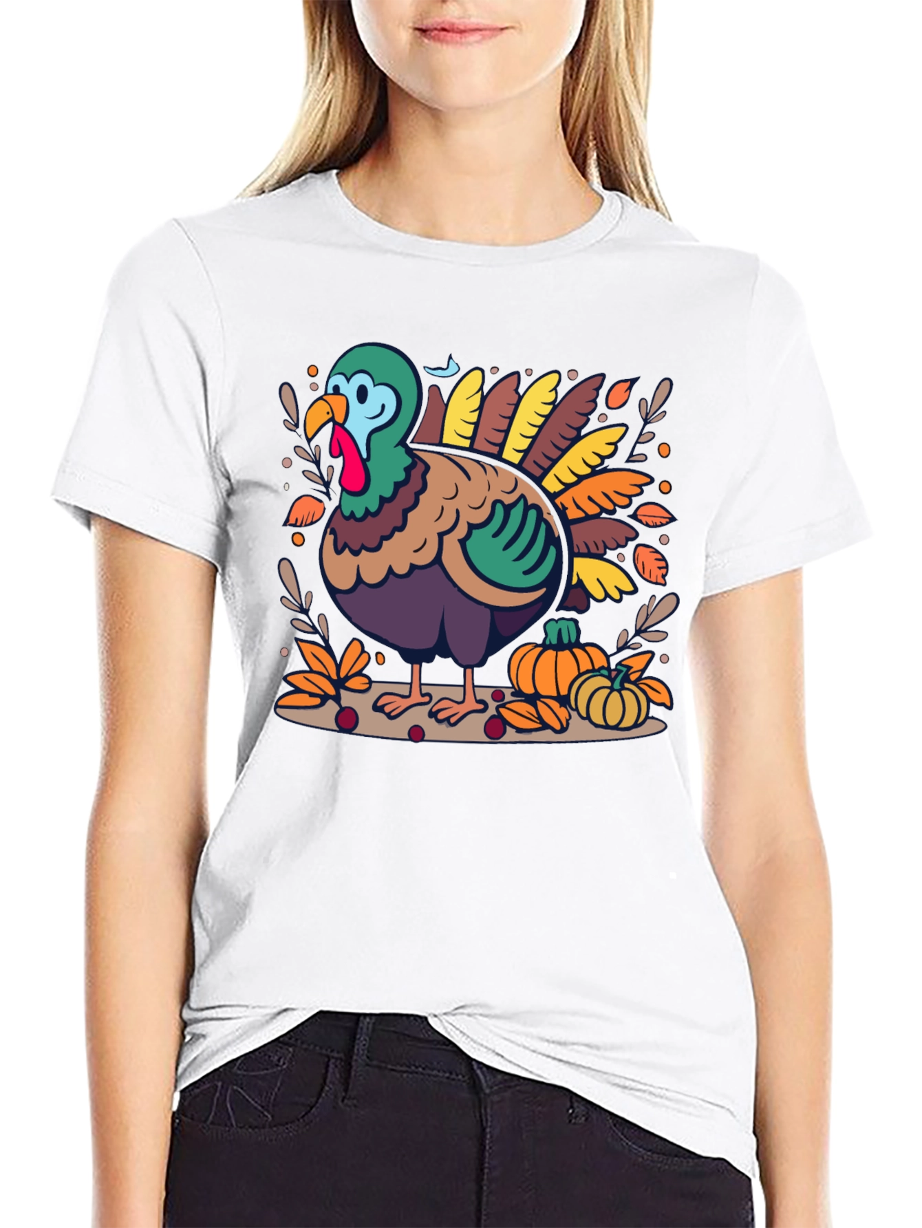 Thanksgiving Turkey Graphic Print T-Shirt