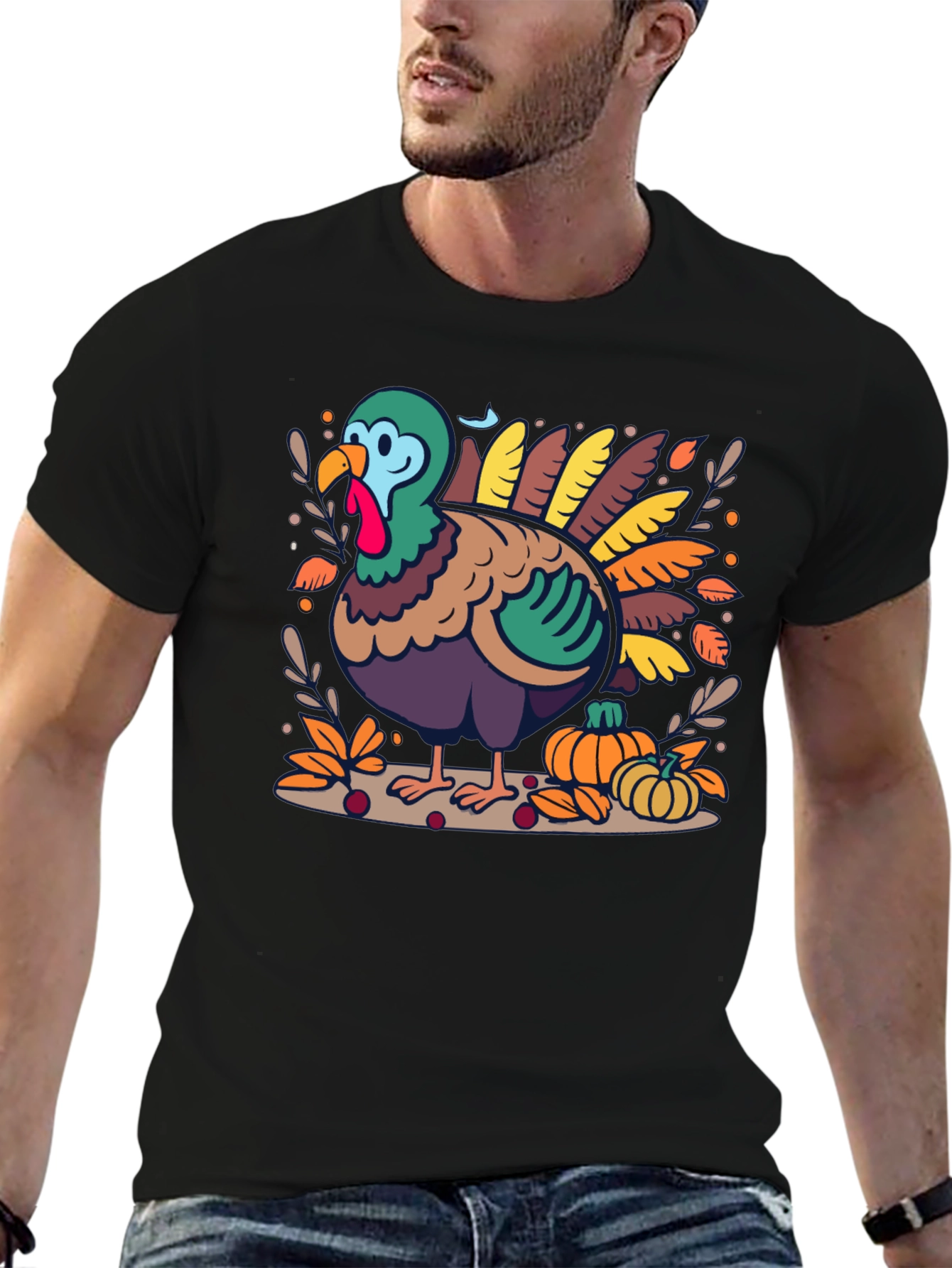 Thanksgiving Turkey Graphic Print T-Shirt